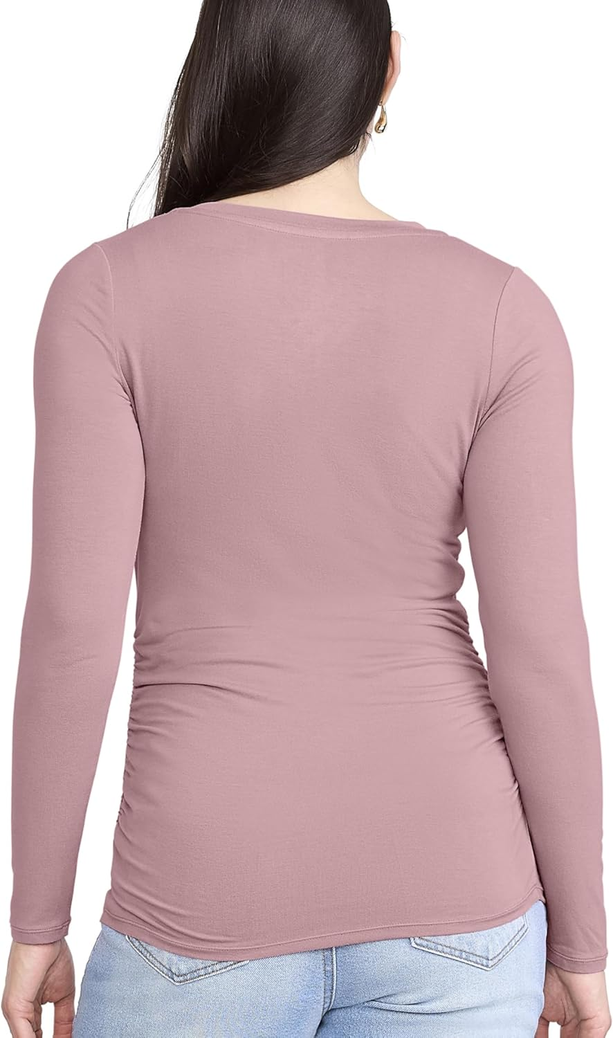 Motherhood Maternity Women'S Maternity Long Sleeve V-Neck Side Ruched Tee Shirt image number 1
