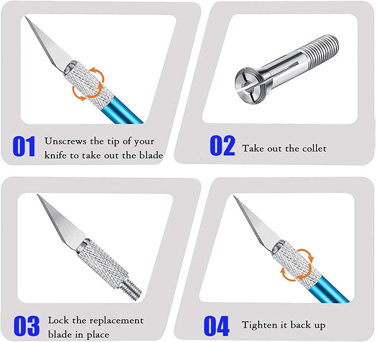 4 Pcs Precision Carving Craft Knife Hobby Knife,With 20Pcs Manganese Steel Blade Kit with 6In Steel Ruler,Ergonomic Aluminium Handle for Diy,Art,Cutting,Carving image number 1