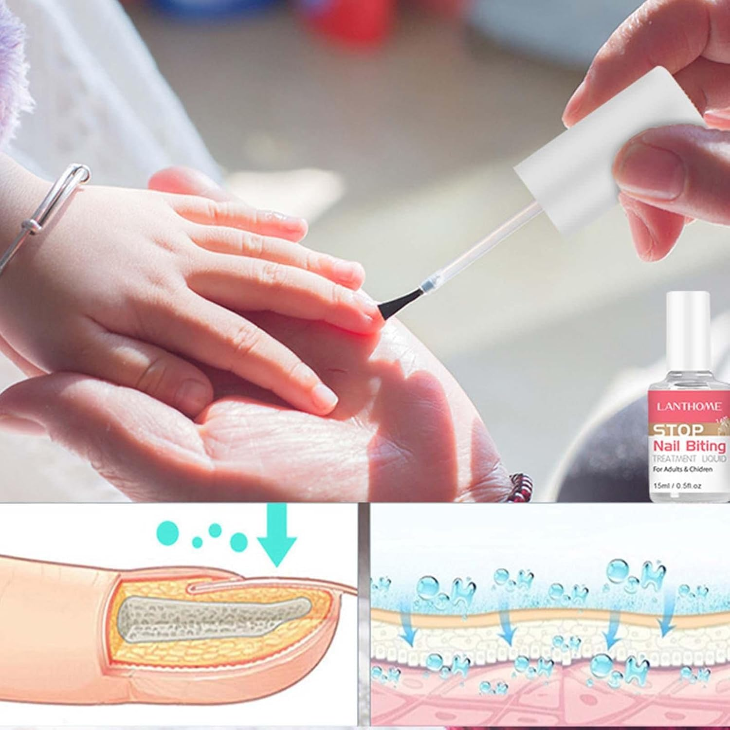 Stop Finger Nail Biting - Stop Deterrents Nail Polish Treats for Kid - No Bite Nail Polish to Help Quit Nail Biting Thumb Sucking for Ages 3+-Year-Old M/B image number 4