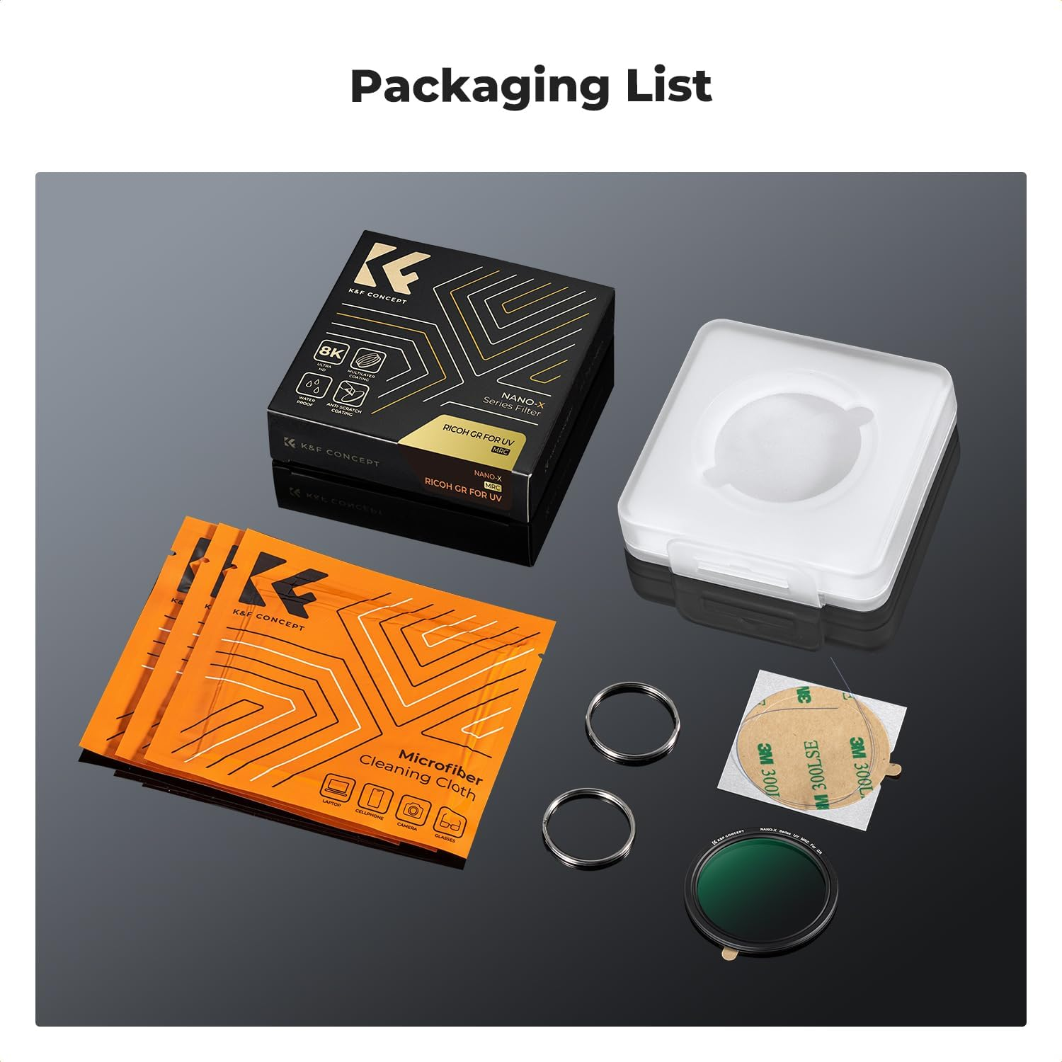 K&F CONCEPT UV Protective Filter for Ricoh GR Iiix GR Iiix HDF GR3X HDF GR III GR III HDF GR3 HDF & GR II GR2, 28 Layers Mulit-Coated Ultra Slim UV Filter with Filter Case image number 2