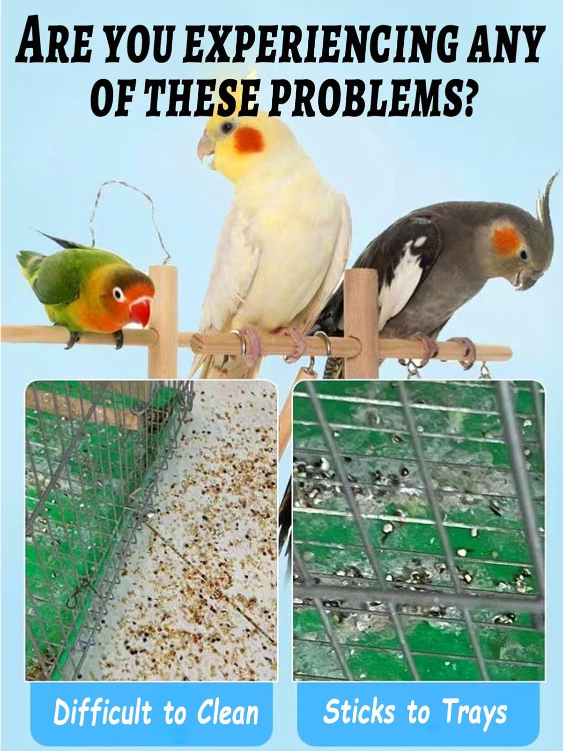 Niwaes Disposable Bird Cage Liners Clear Plastic Parakeet Cage Liner Bag - 50 Pcs Parrot Cage Tray Liners Universal Film Bird Cage Accessories for Finches Canaries Cockatiels Birdcage image number 1