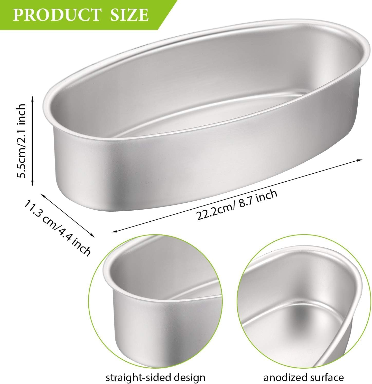 RROAD 2 Packs Oval Cheesecake Pan, 8 Inch Non-Stick Cake Pan Aluminum Cake Mold Bread Loaf Pan Mold Meatloaf Breads Mold for Oven Baking,Mold for Oven, Pot Baking in Home, Kitchen & Bakery image number 5