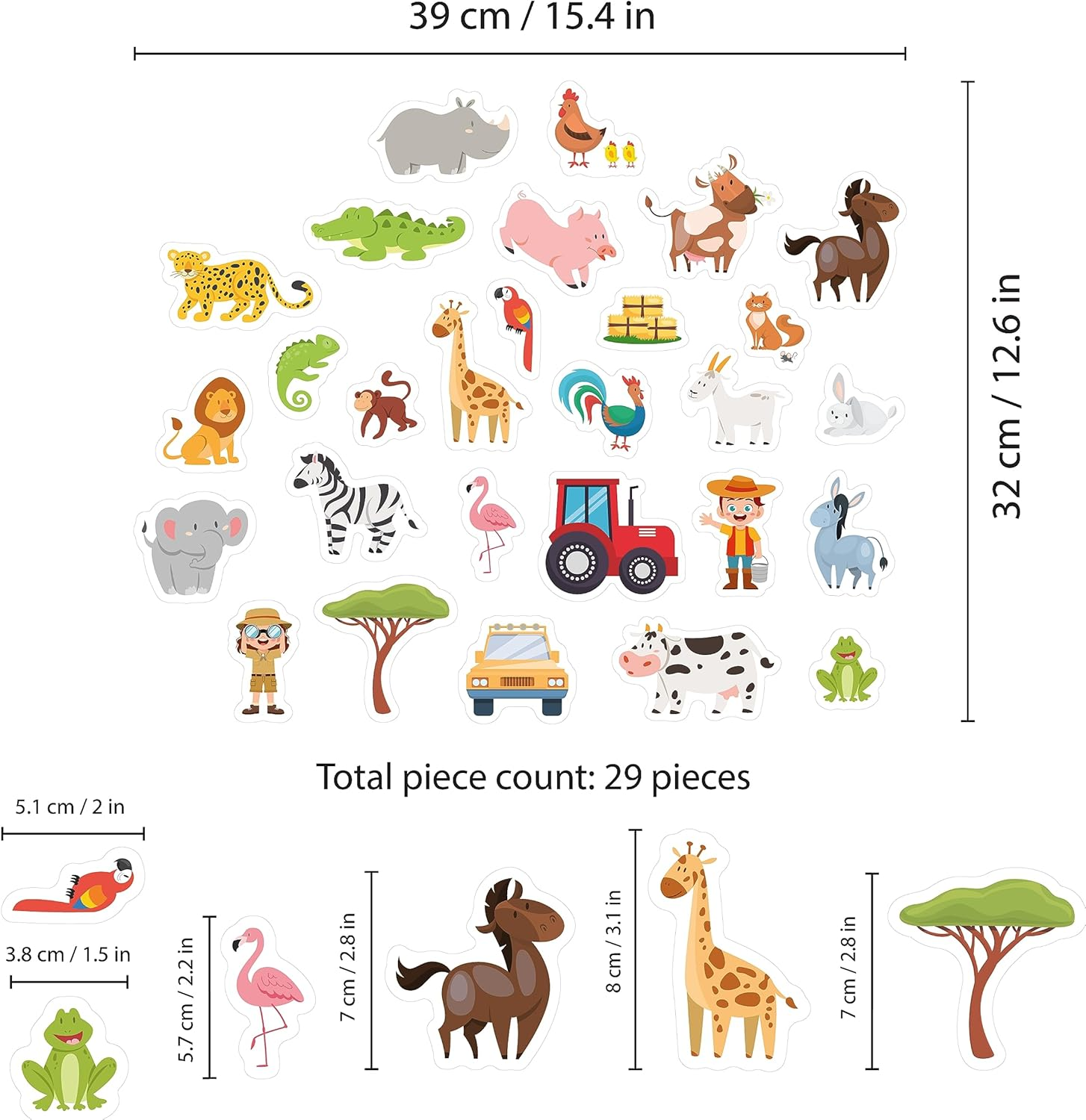 WALPLUS Gel Clings Window Decals Stickers for Kids Toddlers Window Stickers Window Clings Removable Reusable Nursery Room Classroom Party Supplies Safari and Farm Animal 28 Pcs image number 2