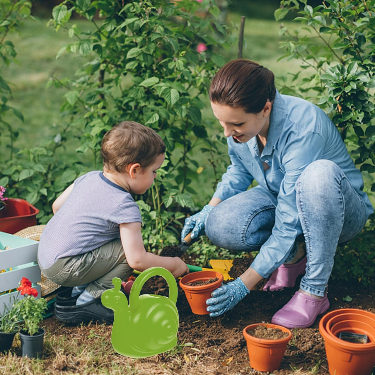 POPETPOP 2Pcs Snail Watering Can for Kids Indoor Watering Can Pot Plastic Cute Animal Watering Can Gardening Kettles for Flowers Plants Succulents Potted image number 6