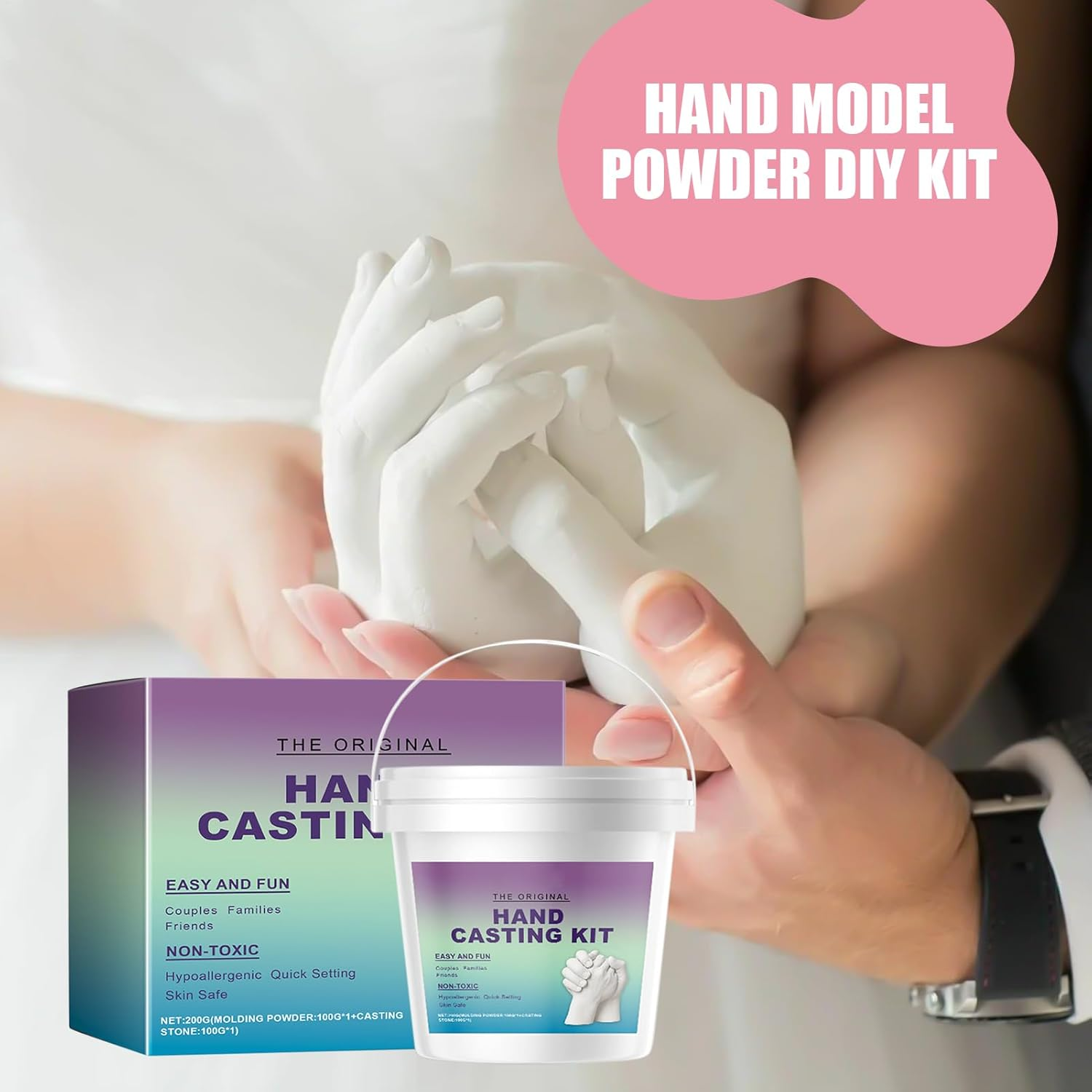Jlobnyiun Hand Casting Kit | Creative Set for Couples to Make at Home, Romantic Sculpture with Moulds and Gloves for Men, Partner and Women image number 6