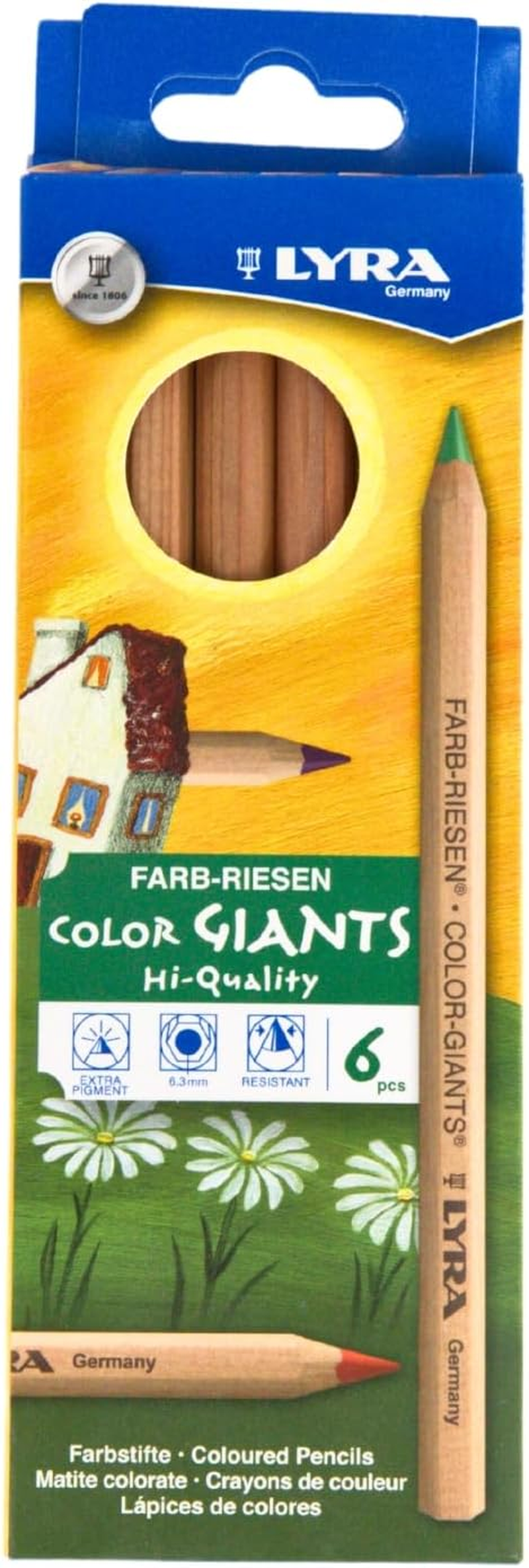 LYRA Color-Giants Lacquered Colored Pencils, 6.25Mm Cores, Set of 12, Assorted Colors (3941120) image number 1
