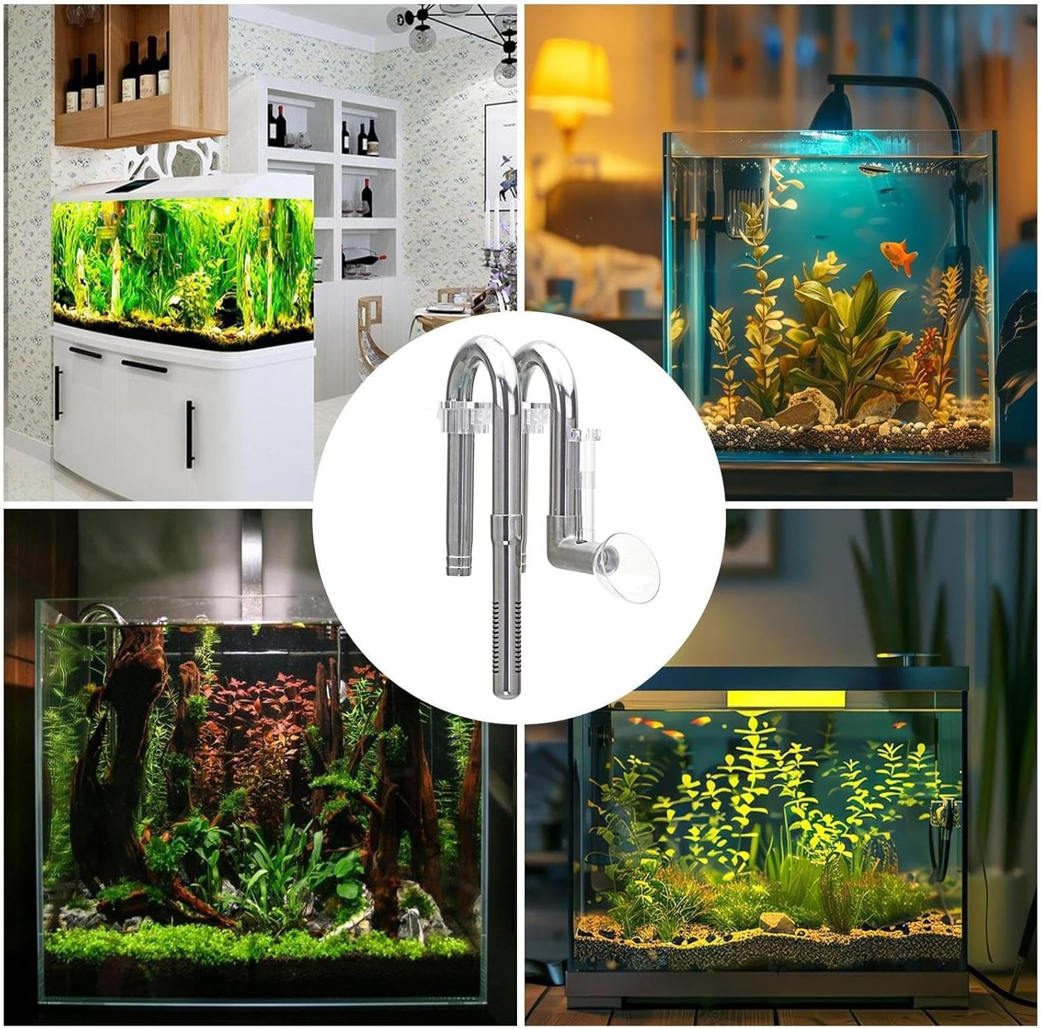 Nuytghr Inflow Outflow Pipe Aquarium, Fish Tank Skimmer, Oil Removal Tube, 24X9.5X5Cm, Adjustable Stainless Steel Accessory, for High Strength Filtration, Professional Aquatic Setups image number 2