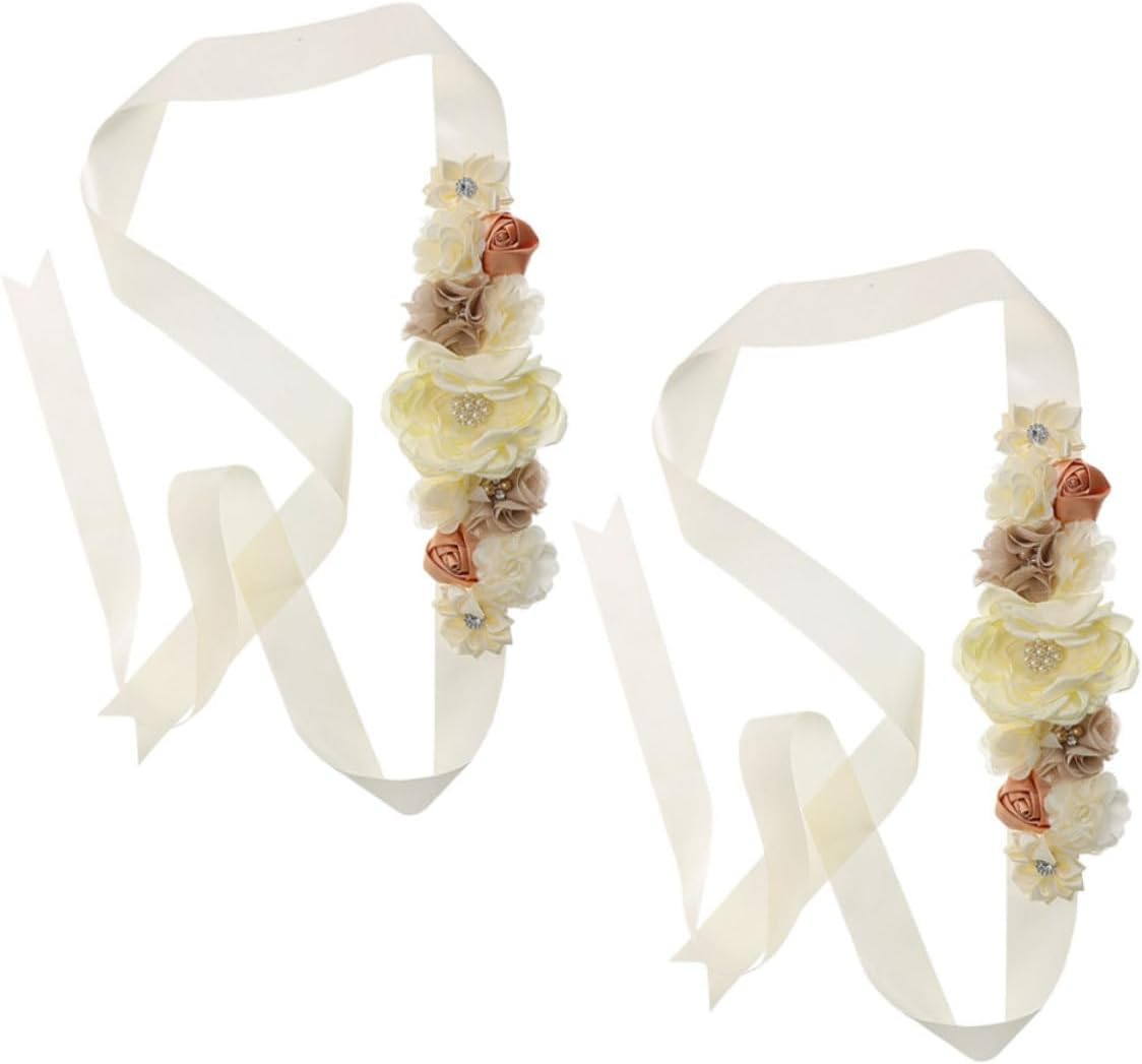 2Pcs Flower Maternity Belly Sash Bridesmaid Sash Belt Dad Mommy Wedding Belt Photo Prop