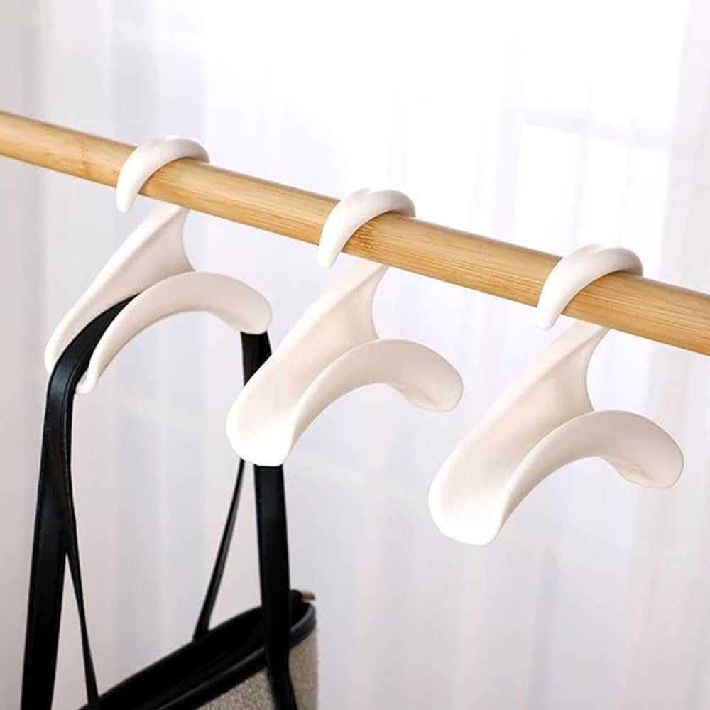 8 Pcs Handbag Hanger Hook, Handbag Hanger Organizer Storage,Used for Handbag,Shoulder Bag,Backpack, Scarf Belt, Closet Rod Hanger Tie Rack,Organizer Hooks Portable Bag Holders (White) - White image number 2