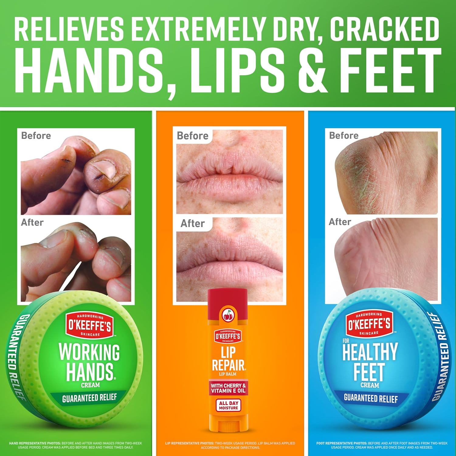 O'Keeffe'S Giftbox Including Lip Repair with Cherry and Vitamin E Oil Stick, Working Hands Jar and Healthy Feet Jar, Gift Idea image number 1