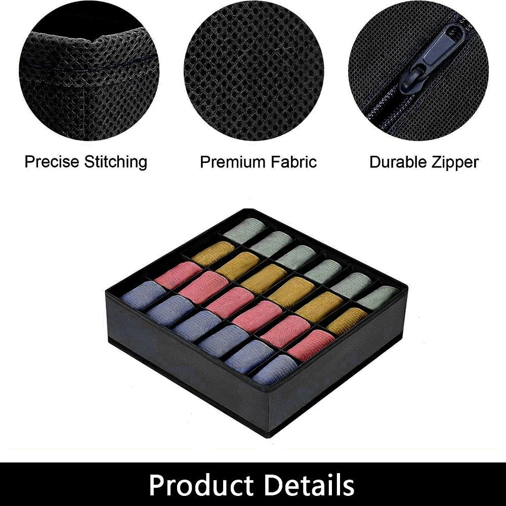 3 Pack Foldable Drawer Organizer Dividers for Clothes, Socks, Underwear, and Bras &ndash; Fabric Closet Storage Bins for Dresser, Nursery, or Wardrobe Organization image number 5