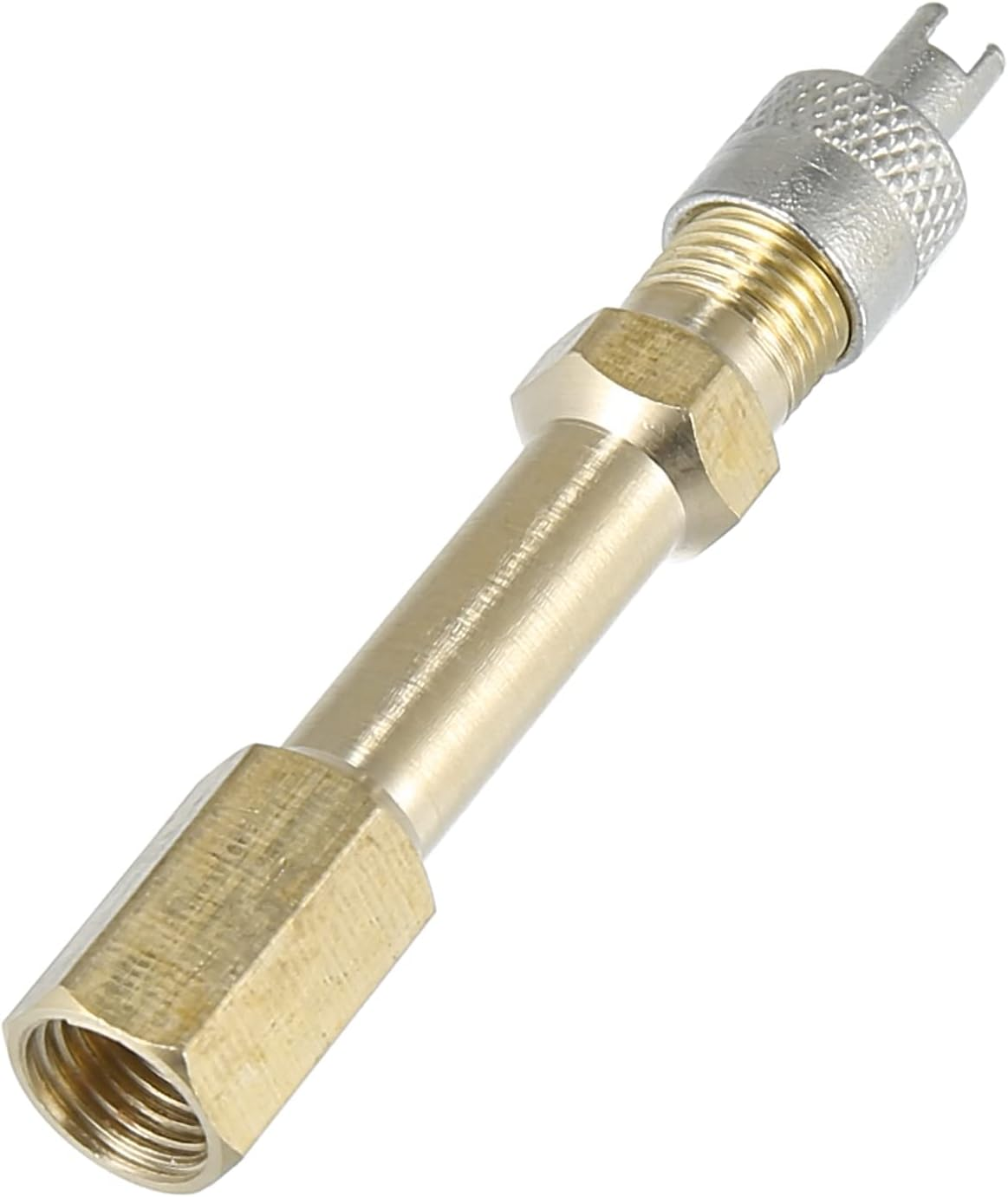 X AUTOHAUX 4Pcs 50Mm/1.97" Long Brass Auto Tire Valve Extension Adaptor Air Tyre Stem Extender Inflation Stright Bore for Car Truck Motorcycle Bike Mower Scooter image number 3