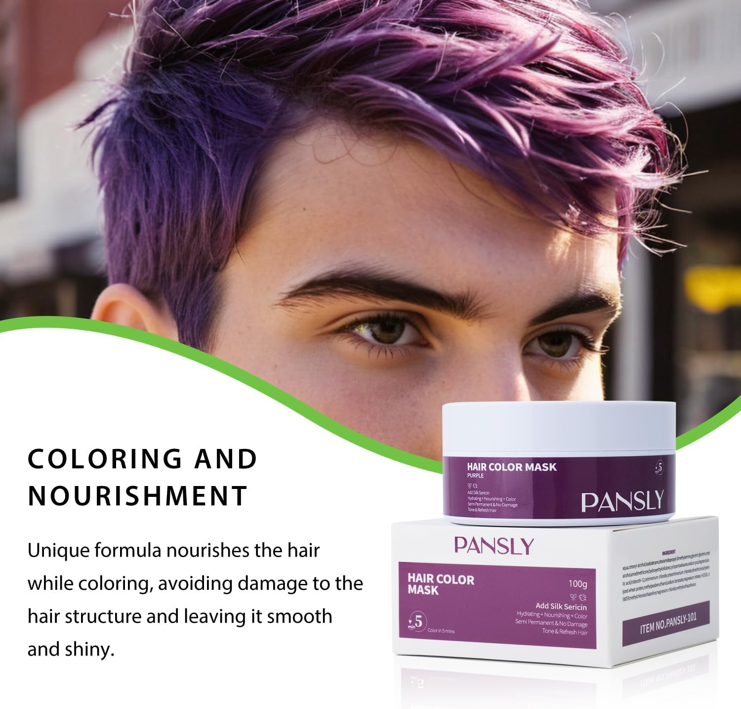 Purple Hair Color Mask, Nourishing Hair Dye, 100G