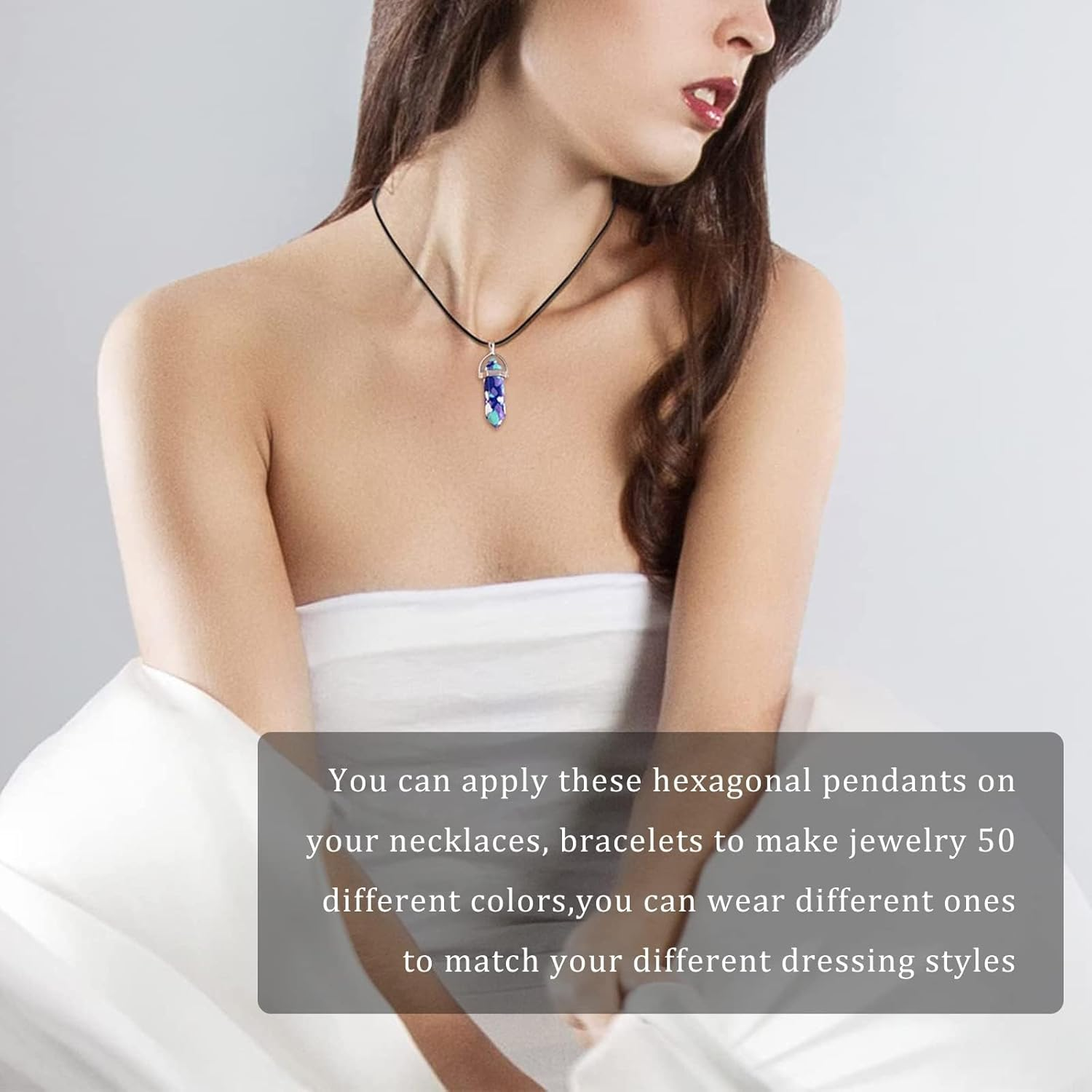 50Pcs Crystal Stone Pendant Necklaces Accessories, Healing Stone for Reiki Chakra Meditation Therapy Deco, Diy Necklace Jewelry Making image number 5