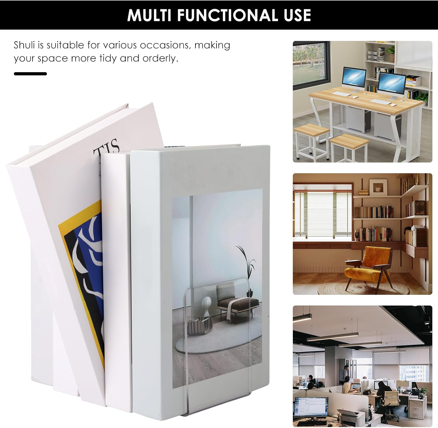 20Pcs Clear Acrylic Bookends L-Shaped Book Ends Organizer Bookshelf Decor for Bedroom Library Office School (Clear, 20Pcs) image number 4