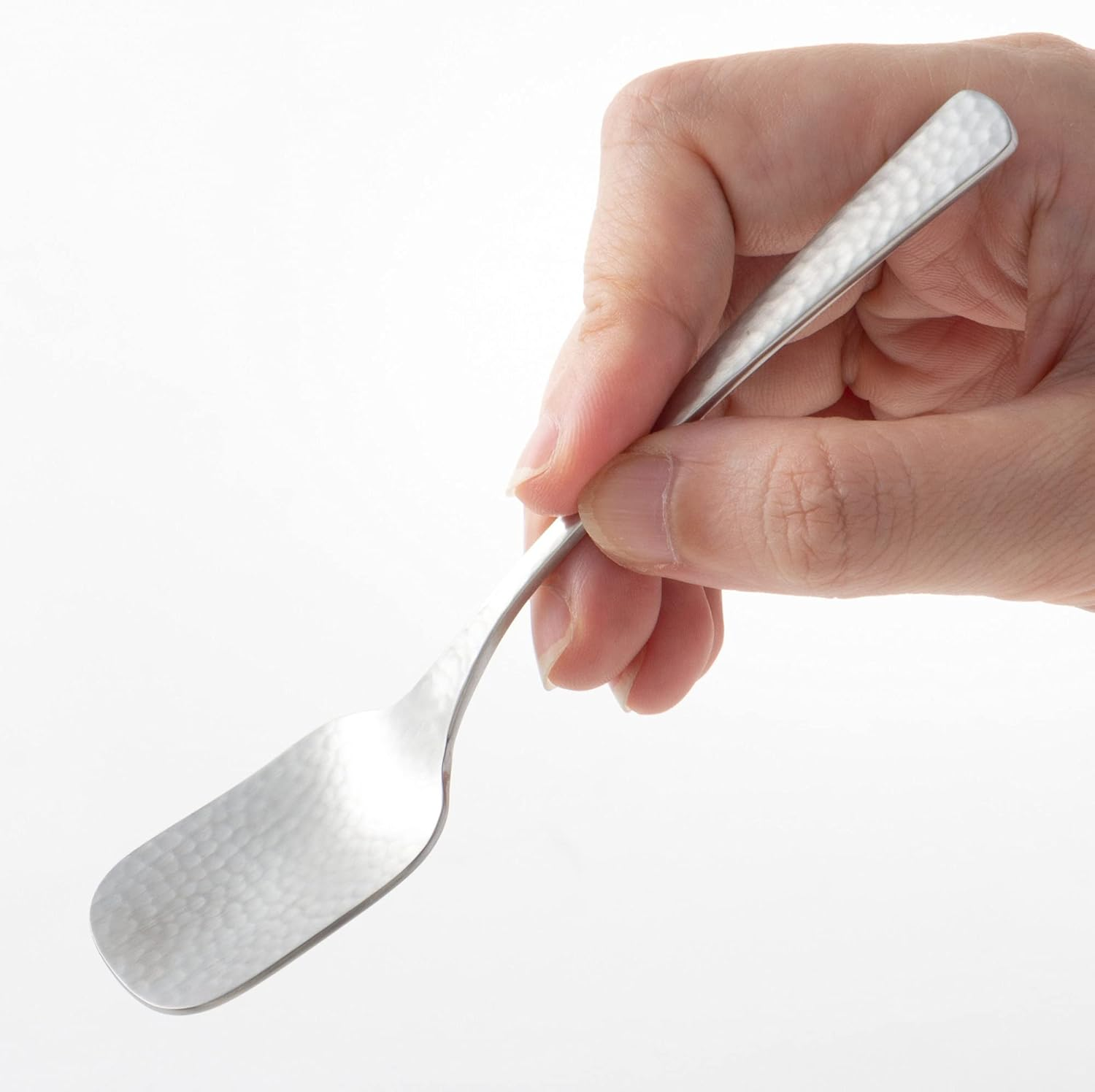 Nagao Japanese and Western Eclectic Ice Cream Spoon, 5.2 Inches (13.3 Cm), 5 Pieces + 1 Piece, 18-8 Stainless Steel, Hammered, Made in Japan