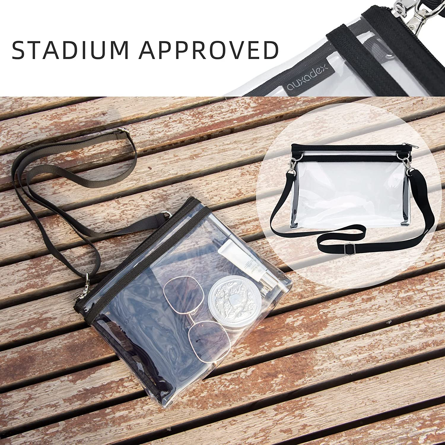 PVC Clear Crossbody Bag Stadium Approved, Transparent Gym Shoulder Bag, Clear Purse, Zipper Sling Style, Adjustable Shoulder Strap, for Sports Fans and Travelers, for Men & Women image number 5