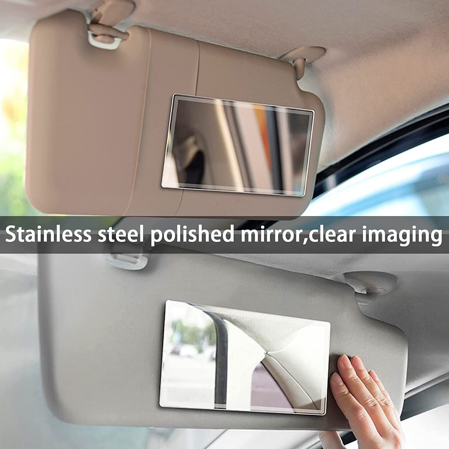 Universal Car Interior Cosmetic Mirror,Portable Auto Vanity Mirror for Sun Visor and Car Seat Back-Square image number 1