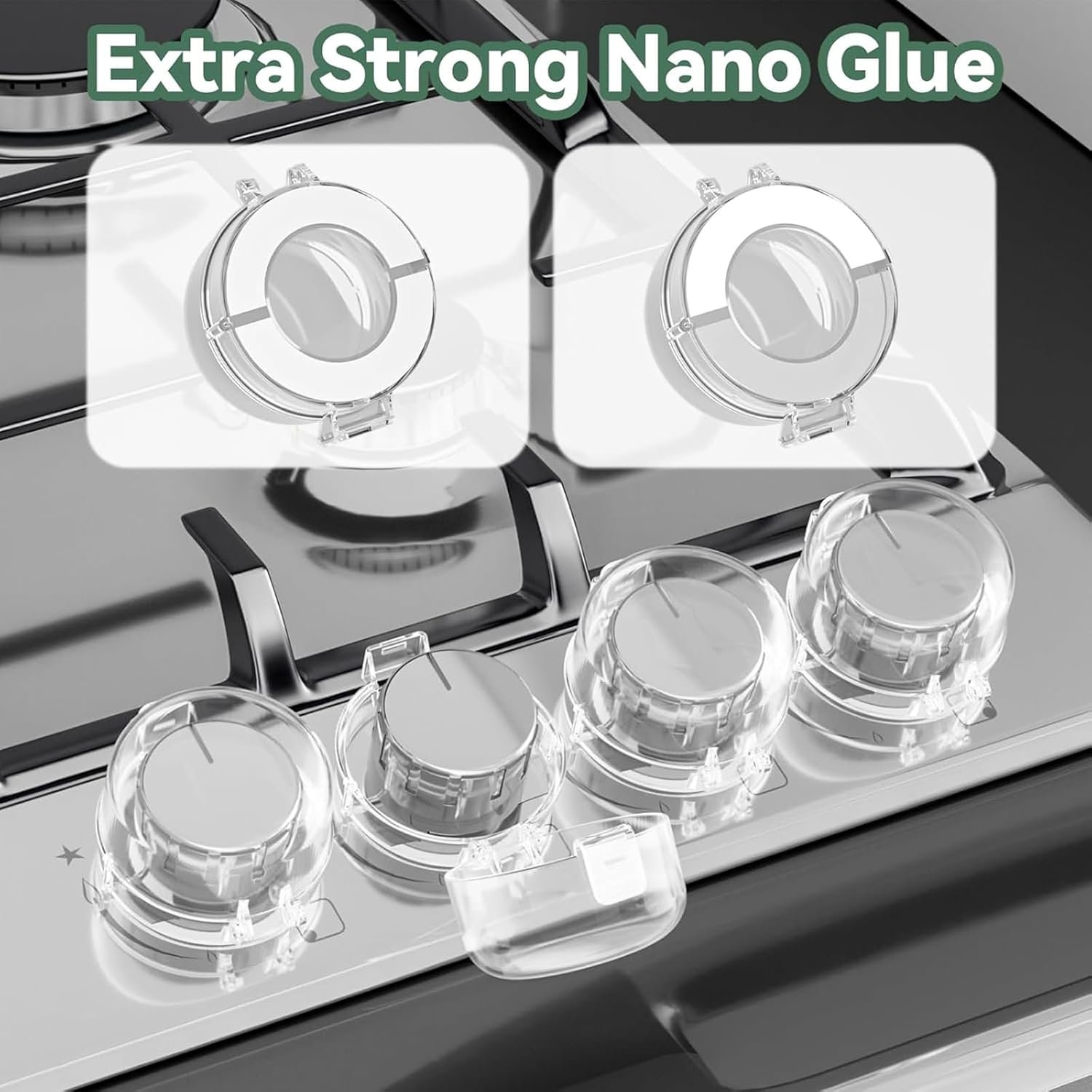 Stove Knob Safety Covers, 4-Pack, Heat-Resistant Baby Proof Press Oven Gas Stove Knob Locks image number 3