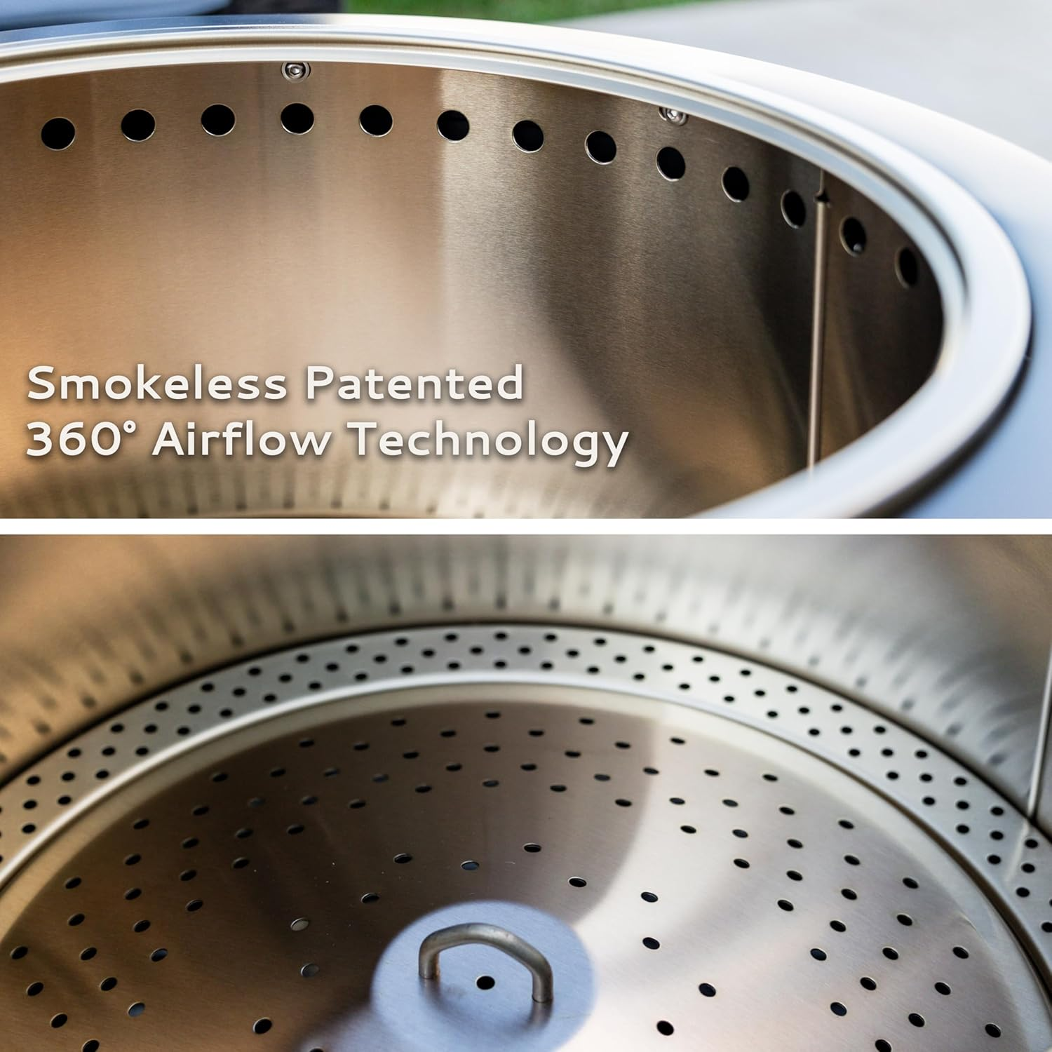 TIKI Patio Fire Pit Bundle &ndash; 25-Inch Smokeless Wood Burning Outdoor Fire Pit for Backyard, Patio, Deck & Garden with Removable Ash Pan, Stand & Weather-Resistant Cover &ndash; Modern Black Stainless Steel image number 2