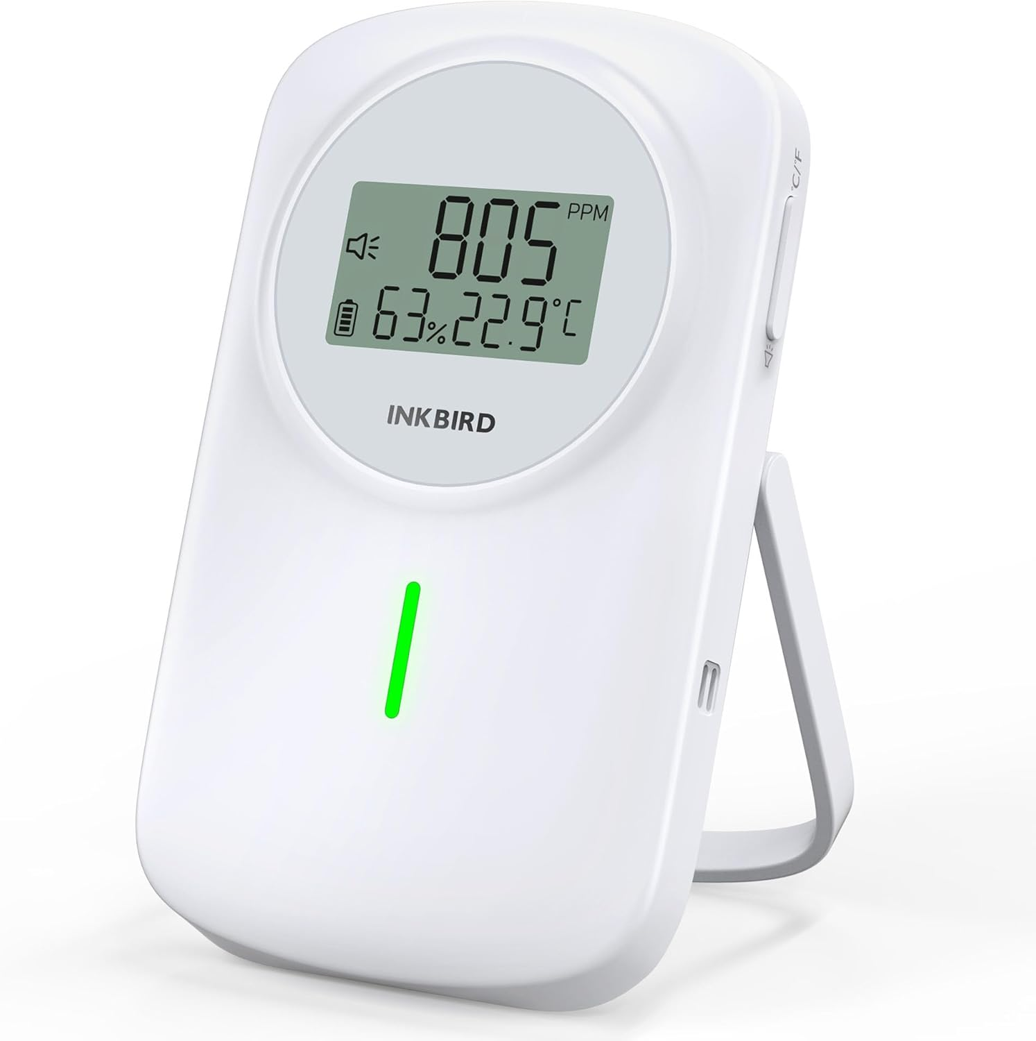 INKBIRD Indoor Air Quality Monitor, 3 in 1 CO2 Detector IAM-O2, Temperature and Humidity Monitor, Dual Alarm System, for Home, School, Office, Recreation Vehicles image number 6