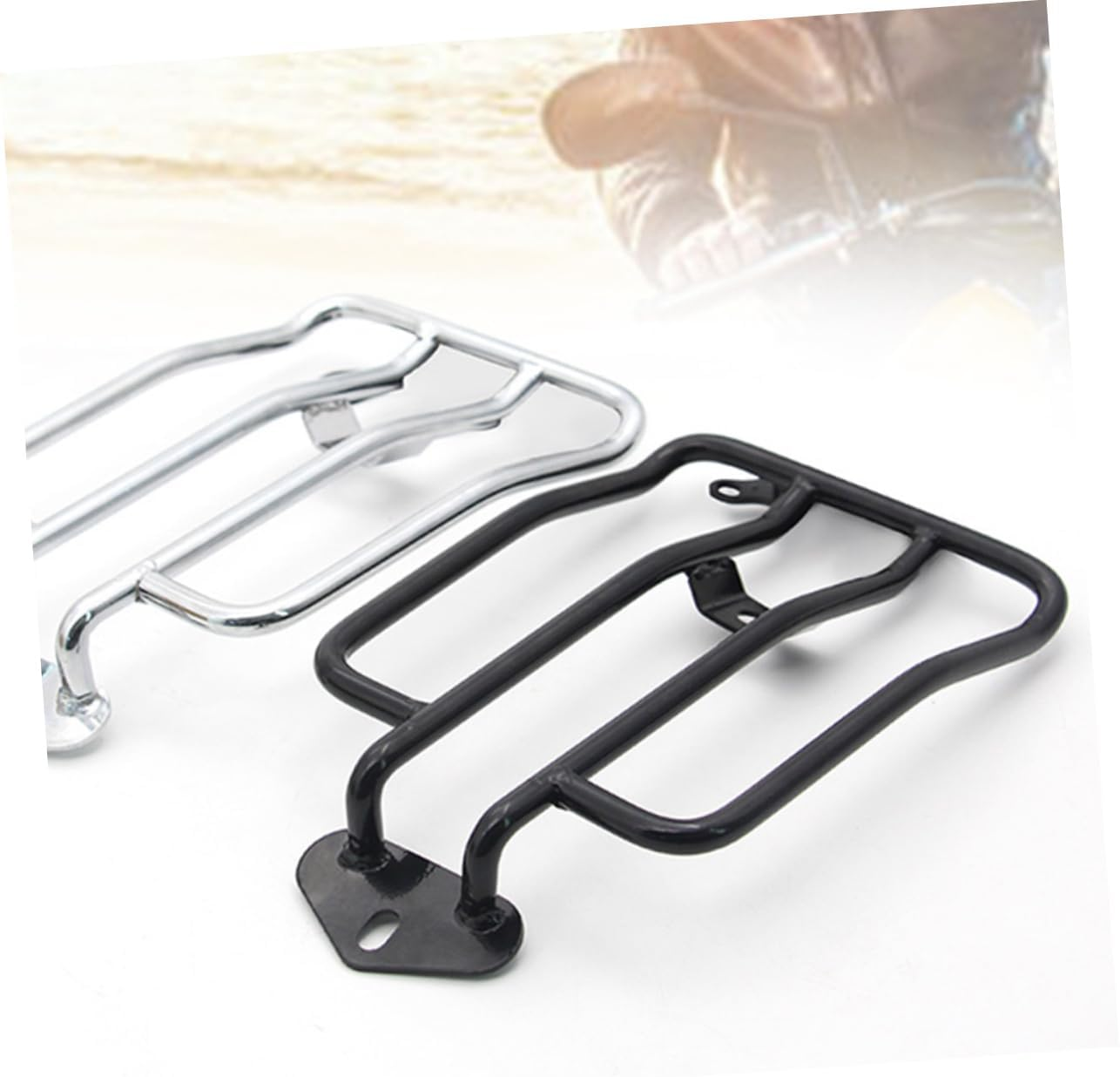 Cabilock Motorcycle Rear Luggage Rack Rear Seat Storage Rack Mount Sturdy Metal Frame Universal Fit Motorcycle Accessories for Men Carry Luggage Support for Tail Box and Helmet