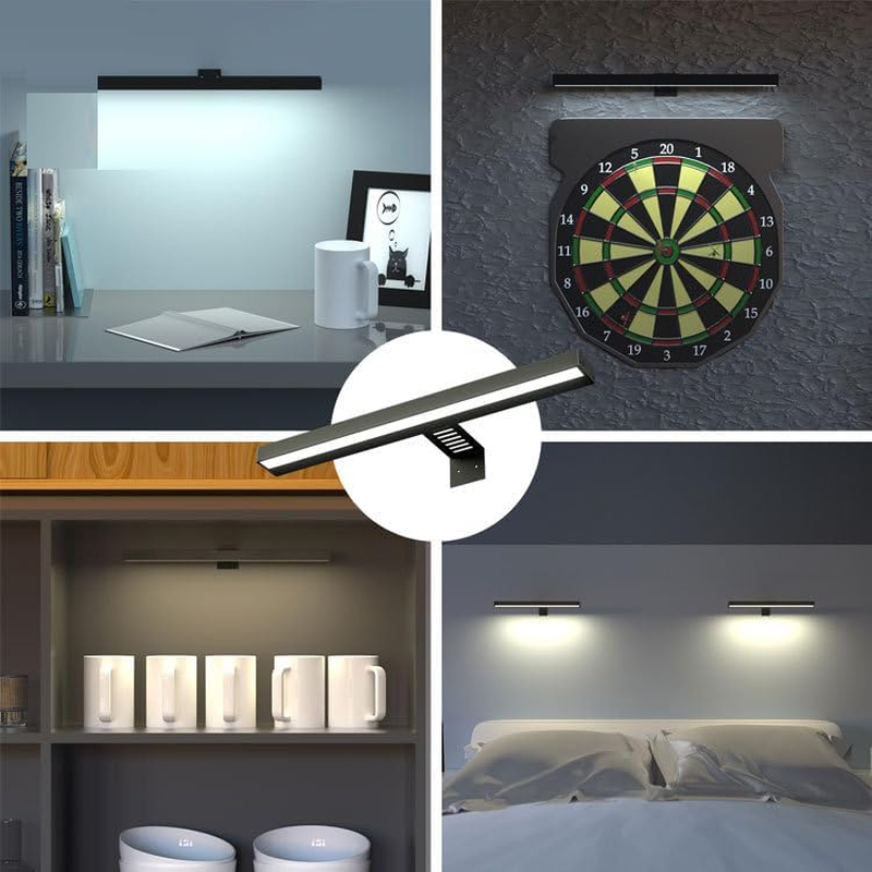 Wireless LED Wall Light, Rechargeable Painting Light, 3 Colours Dimmable Picture Light Touch &Remote Control, Display Lamp with Timer for Picture Frame Art Dartboard Gallery Cabinet Mirror (Black) image number 2