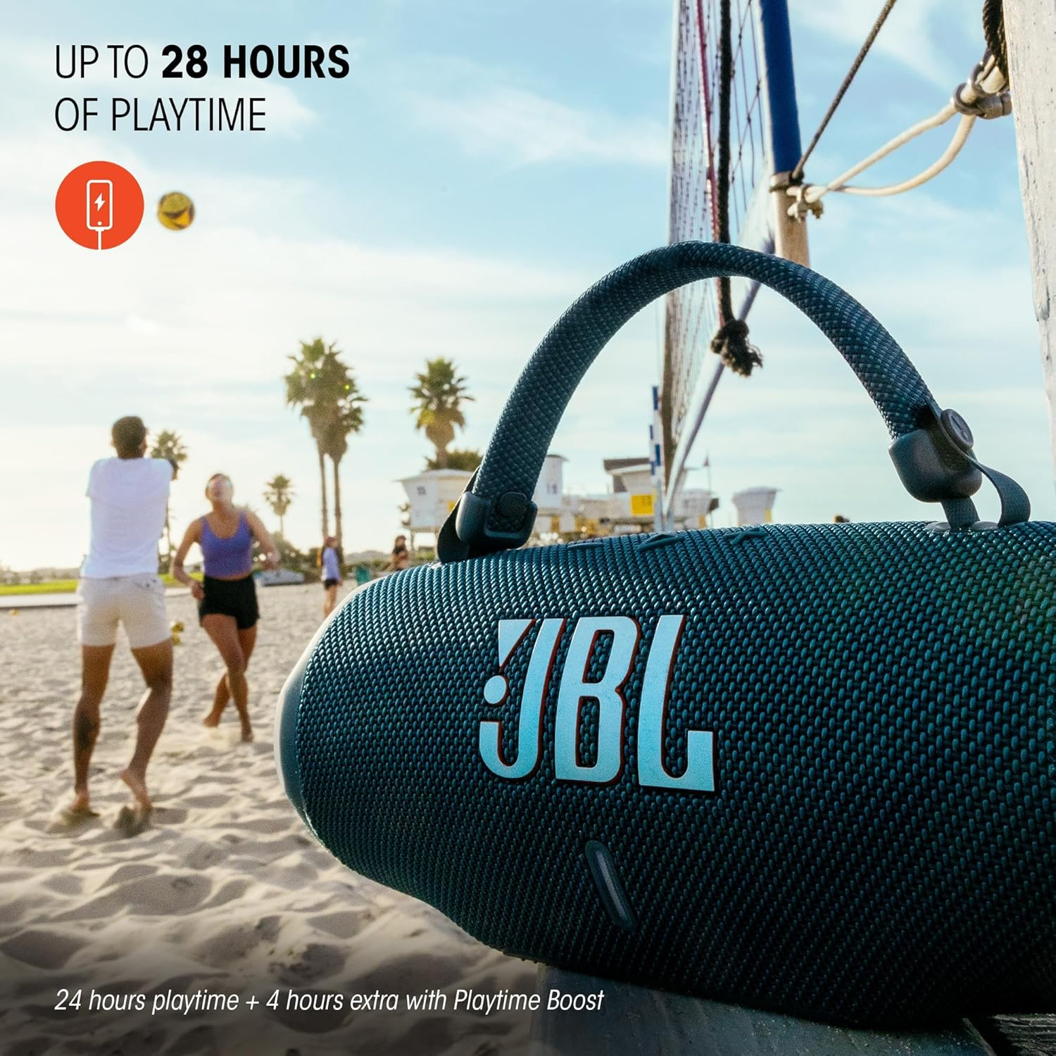JBL Charge 6, Powerful JBL Pro Sound with AI Sound Boost, up to 28 Hours of Playtime, Multi-Speaker Connection by Auracast, Waterproof, Dustproof, and Drop-Proof, Black and Orange