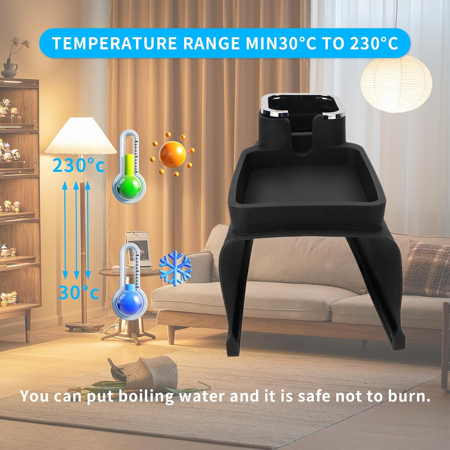 Couch Cup Holder, Silicone Couch Cup Holder and Sofa Armrest Tray, Couch Table Tray for Strong and Weighted Remote/Snacks/Cellphone/Earbuds, Mom, Dad, Grandma or Grandpa (Black) image number 2