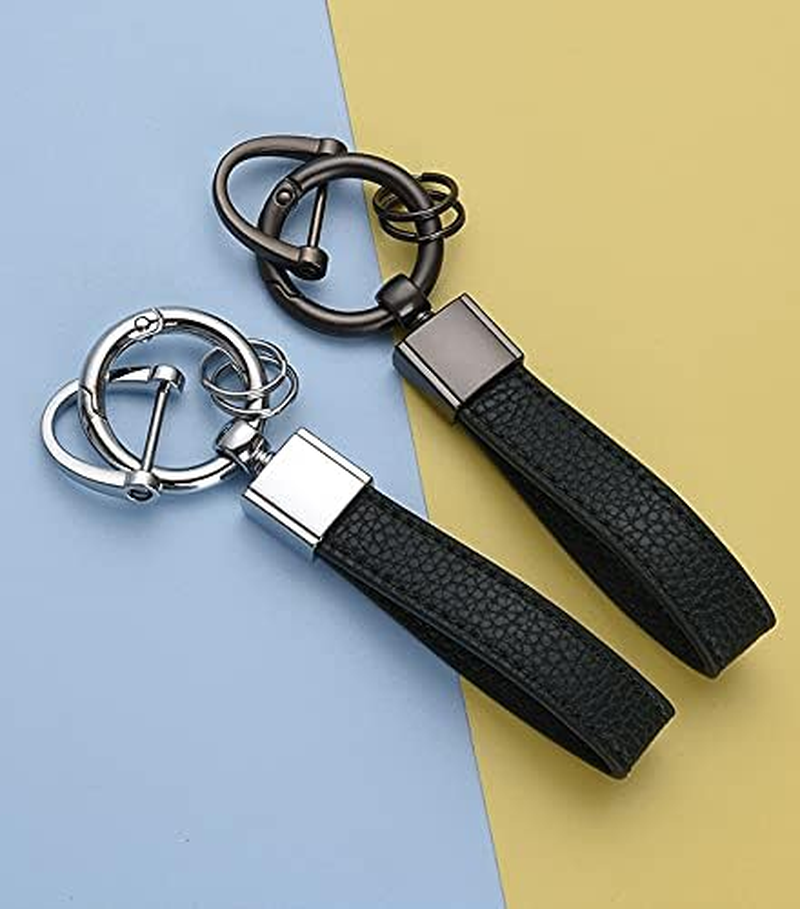Leather Car Keychain, Leather Key Fob with D-Ring, Anti-Lost Soft Leather Key Chain, Car Accessories image number 5