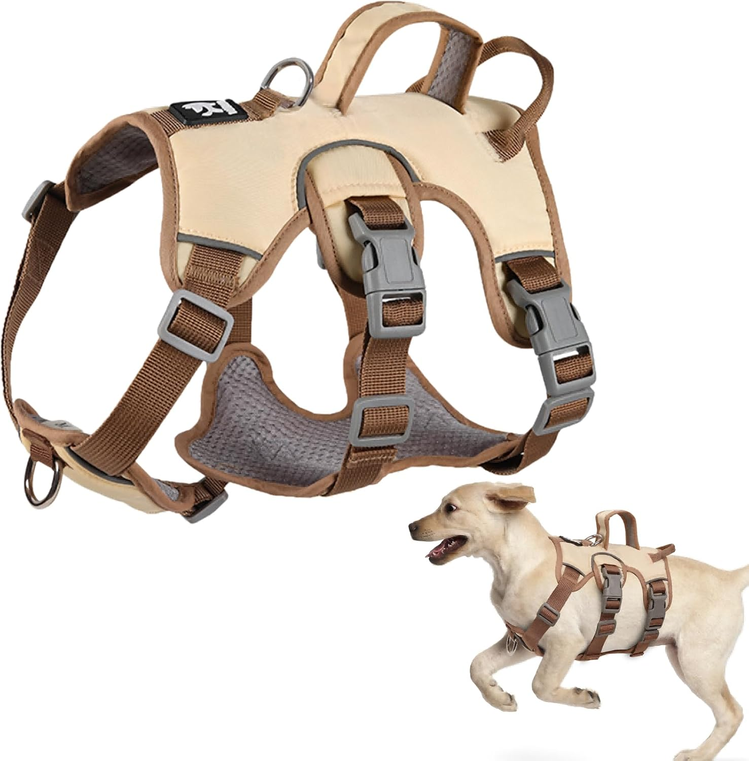 Liebedd Dog Harness for Small, Medium Dogs, Puppies Harness, Anti-Pull Harness, Dog Safety Harness, Escape Proof, Panic Harness for Dogs, Pull Harness, Dog, Beige, M