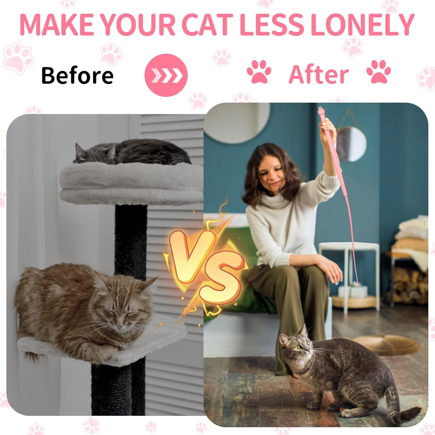 Cat Angel Long, Silicone Teaser Cat Wand Toy, Magic Tail Cat Toy, Cat Wand Interactive Cat Toy, Mouse Tail Teaser Cat Stick Cat Wand Toy for Indoor (A) image number 5