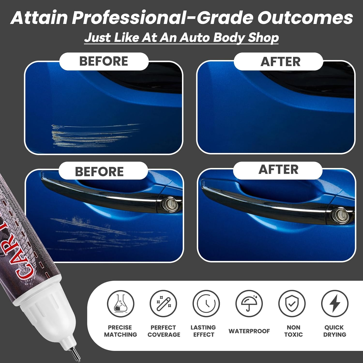 Blue Car Touch up Paint Pen- Automotive Scratch Repair Kit- Auto Scratch Remover- Professional Seamless Coverage- Color Accurate- Long Lasting Adhension- Quick Drying- Easy to Use- Two in One image number 1