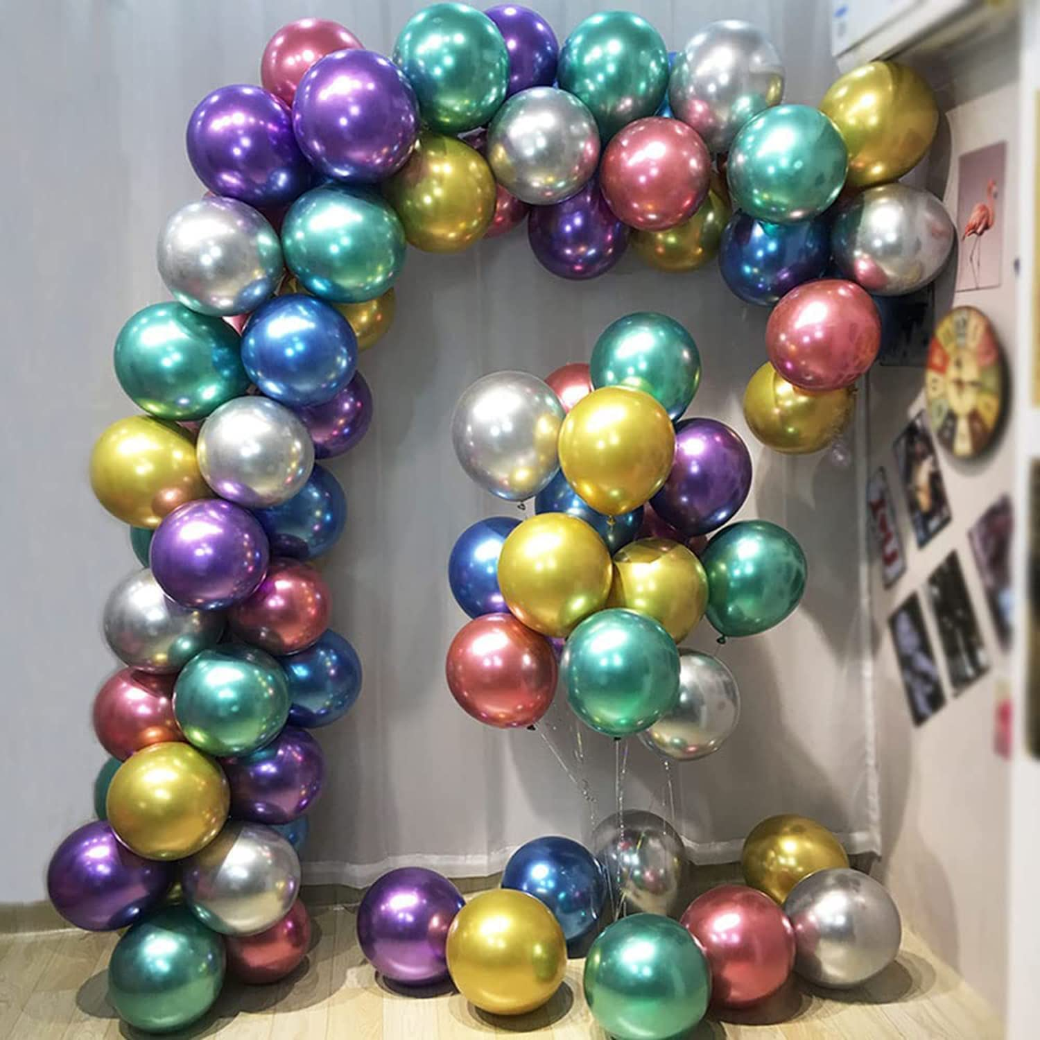 Colorful Party Balloons 100Pcs 10Inch Chrome Metallic Helium Balloons for Birthday Party Decoration and Garland Arch Decoration Wedding Birthday Christmas Party image number 1