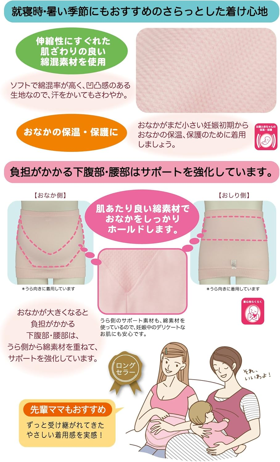 Inujirushi Honpo HB8034R Pregnancy Belt Belly Wrap Type Suzuka Pink L image number 5