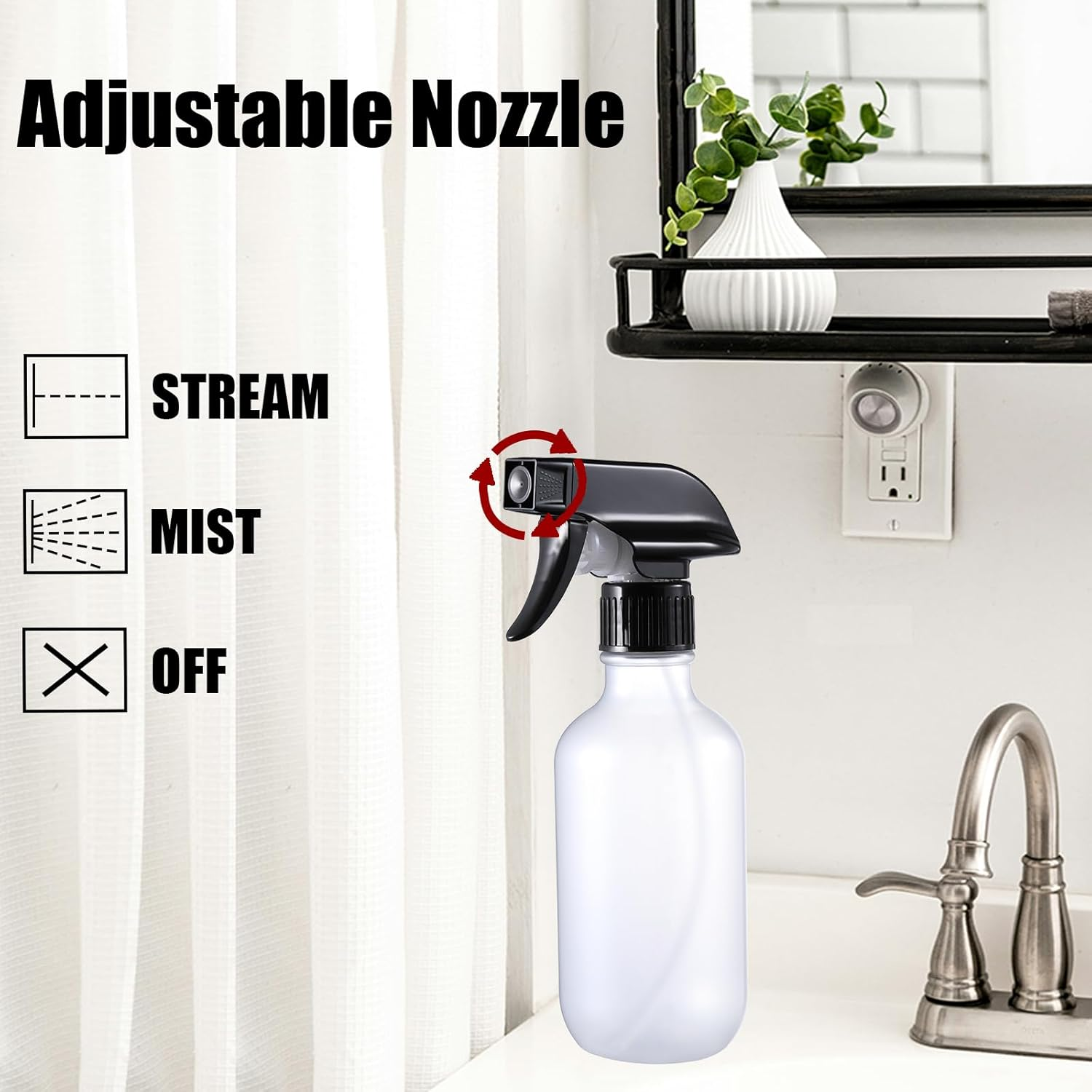 Plastic Spray Bottles Frosted Clear, Plant Mister Spray Bottle， 10Oz Refillable Empty Spray Bottles with Adjustable Nozzle Mist/Stream, Water Spray Bottle for Hair, Cleaning Solutions, Pet, Cooking - 2 Amber image number 4