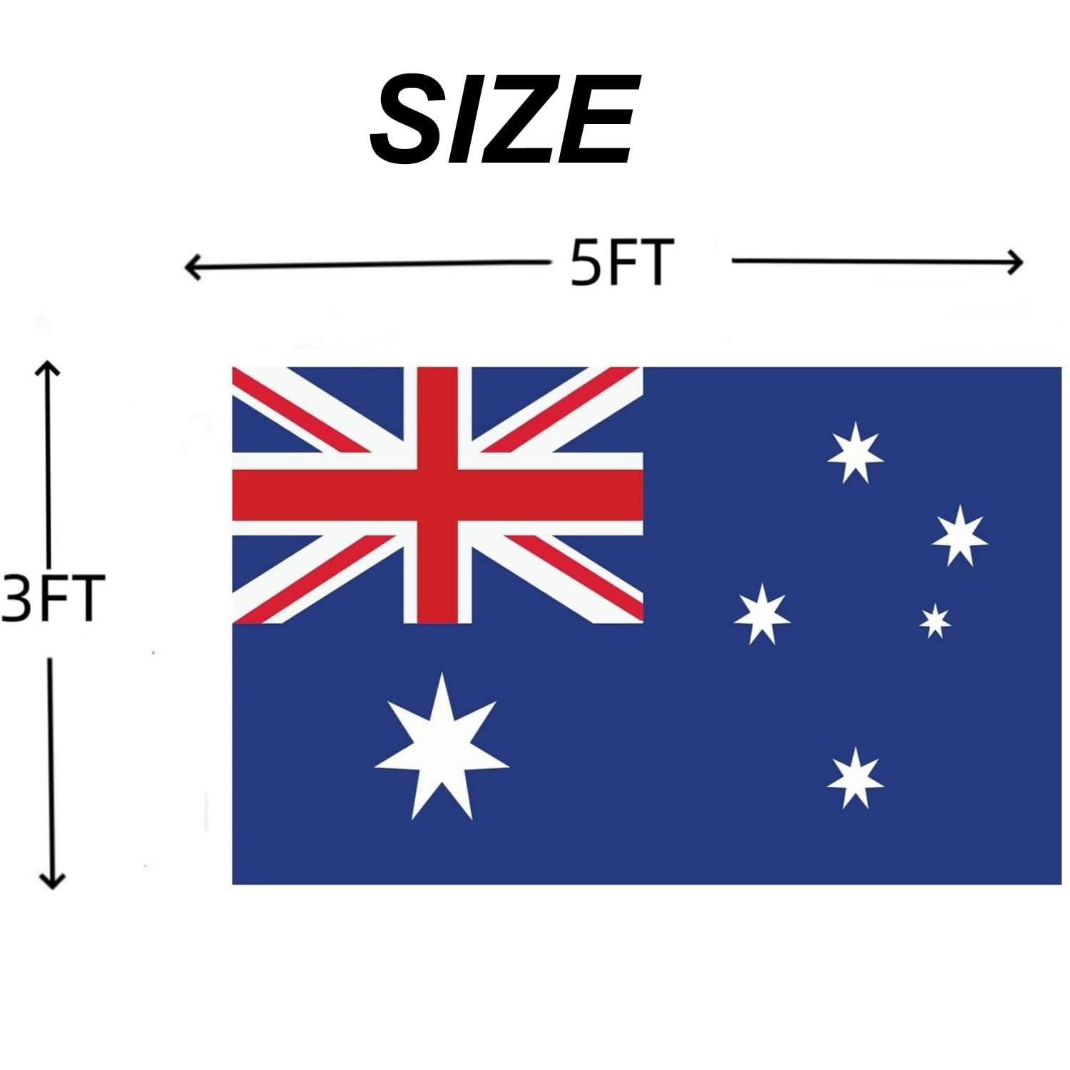 Australia Aussie Flag 3X5 FT, Outdoor Australia Day OZ Aus Festival Australian National Flags 90X150Cm, Polyester, Vivid Color, Fade Proof, Canvas Header, Double Stitched Designed with Brass Grommets image number 2