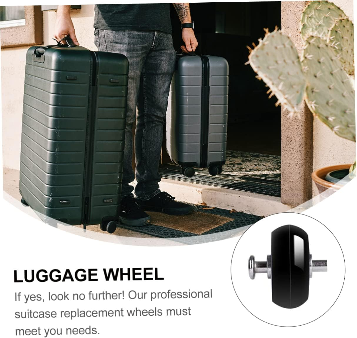 Anneome Mute Luggage Wheels Replacement 40Mm X 18Mm Rubber Casters with Double Bearings for Suitcase Repair and Travel Use
