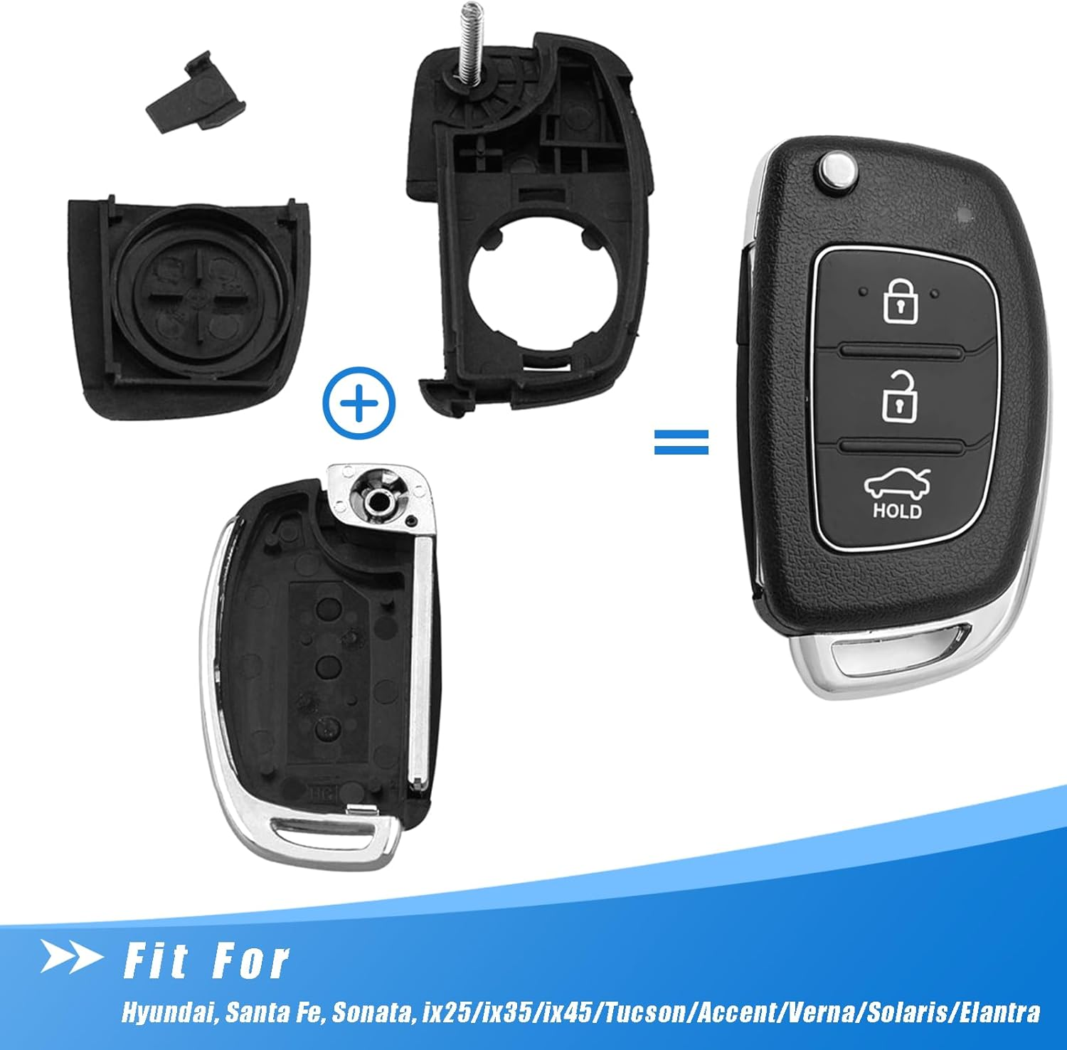 YQDUVNEY Remote Key Shell Replacement Key Shell 3 Buttons Flip Folding Car Key for Hyundai, Santa Fe, Sonata, Ix25/Ix35/Ix45, Tucson, Accent, Verna, Solaris, and Elantra image number 6