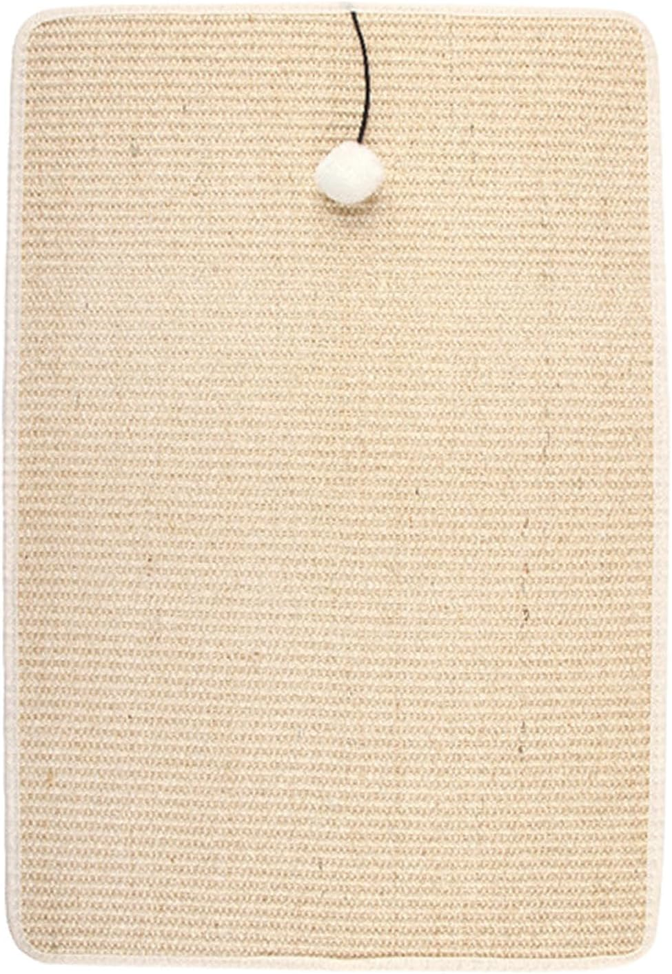 Sisal Mat for Cats, Wall Cat Scratch Pad with Plush Ball, Sisal Fabric Scratcher for Cats, Cat Wall Furniture Protector for Living Room image number 4