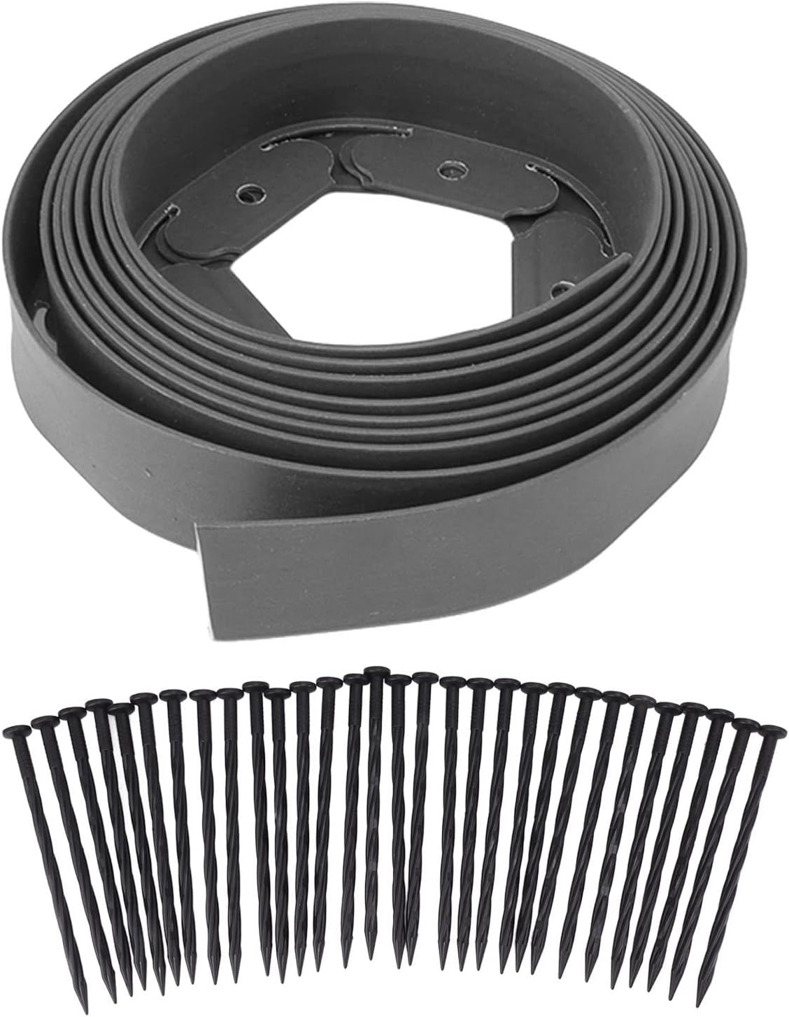 Tall Wall Landscape Edging, Lawn Edging Kit for Landscaping Flower Gardens, with 15 Spikes, Suitable for All Soil Types, Villa, Lawn, Vegetable Garden (Black)