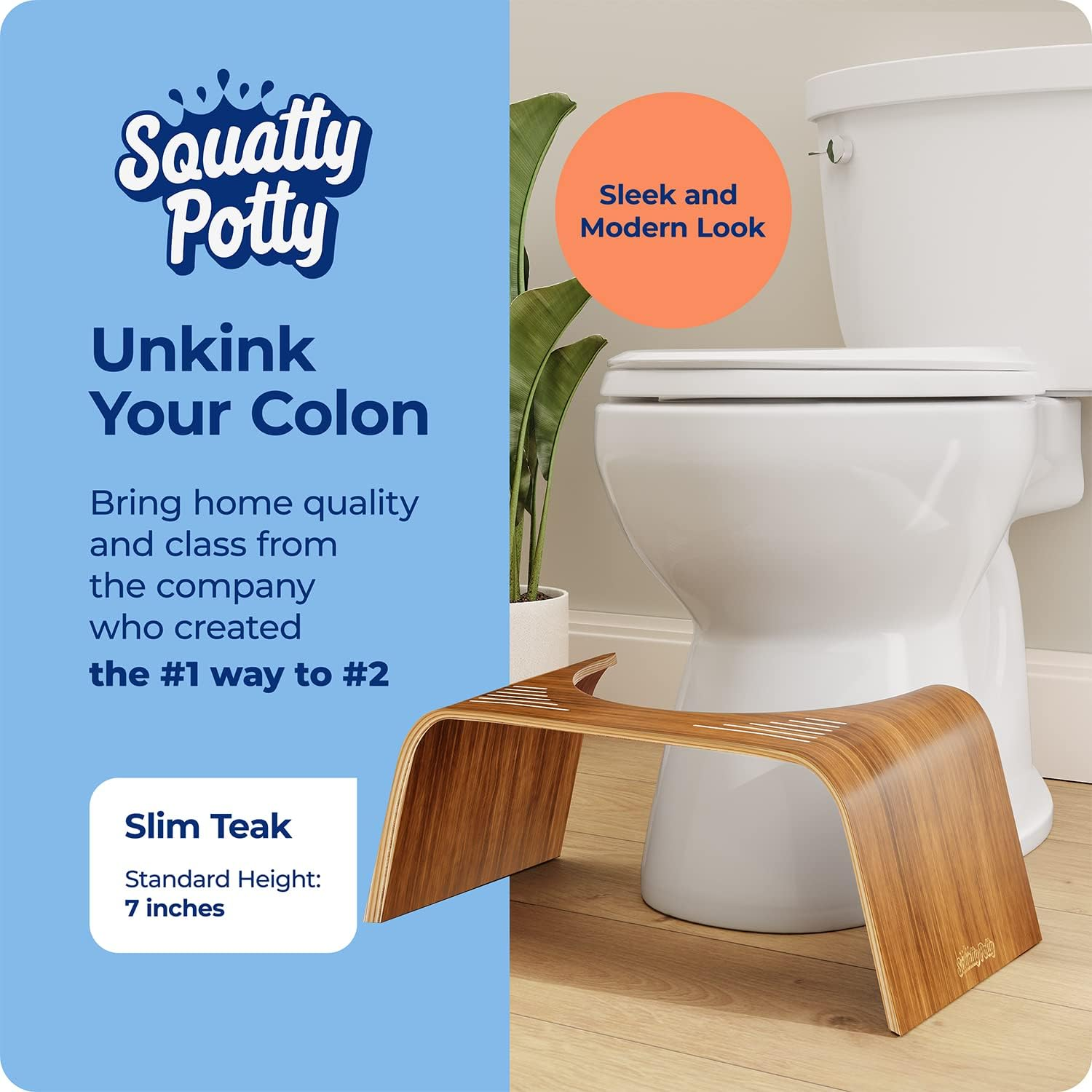 Squatty Potty Slim Teak Toilet Stool 7", 1.29 Kg image number 6