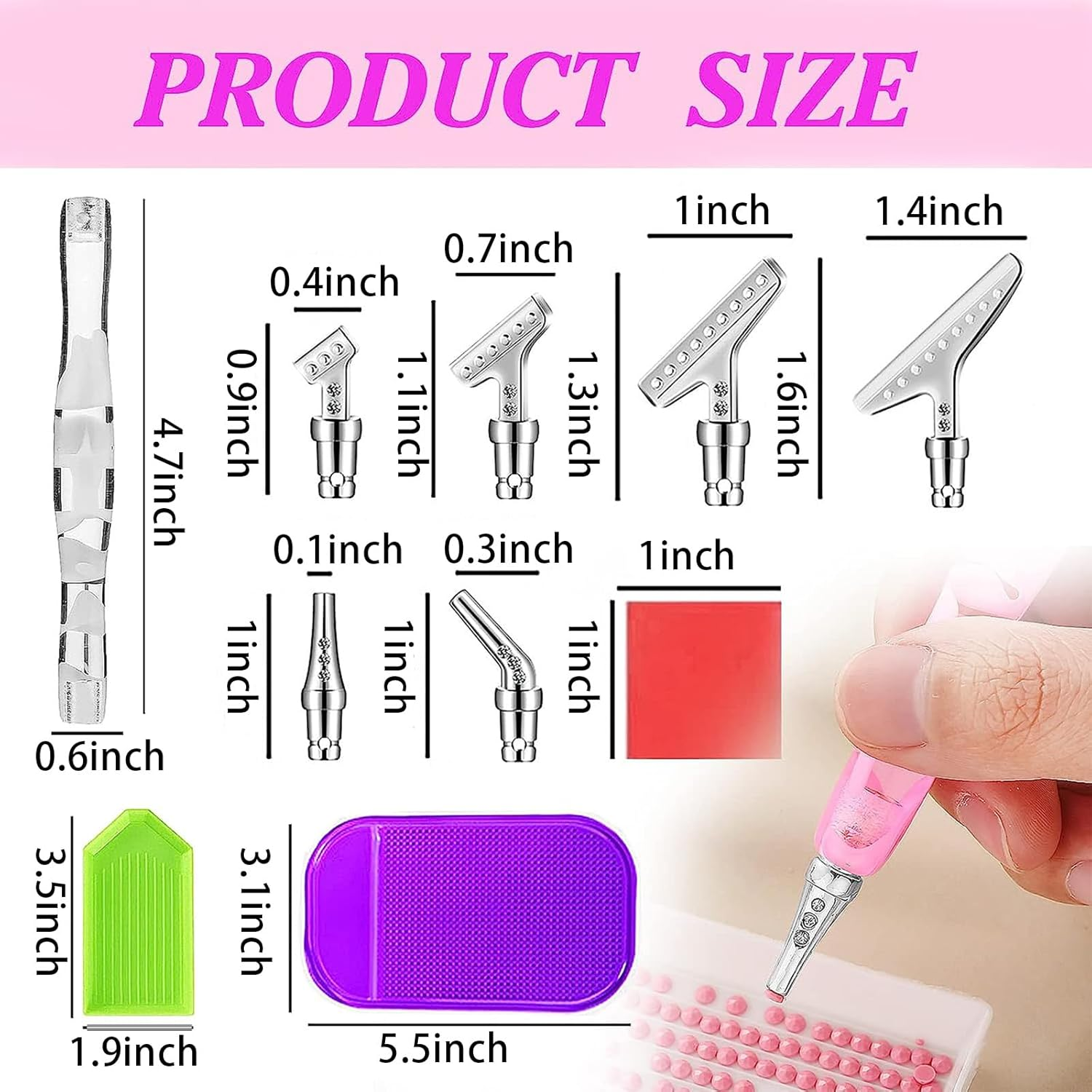 Diamond Painting Pen Kit Stainless Steel Metal Pen Tips Kits(34Pcs),3Pcs Diamond Art Pens 5D Diamond Painting Tools for DIY 5D Diamond Painting