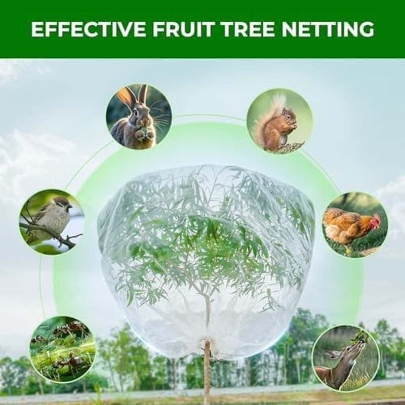 Fruit Tree Netting with Zipper & Drawstring - 4'X6' Garden Plant Net Pest Barrier 0.16 Oz/Ft&sup2; to Prevent Cicadas Bird Squirrel Deer - Bug Protection for Blueberry Tomato with Fine Mesh Insect Cover image number 4