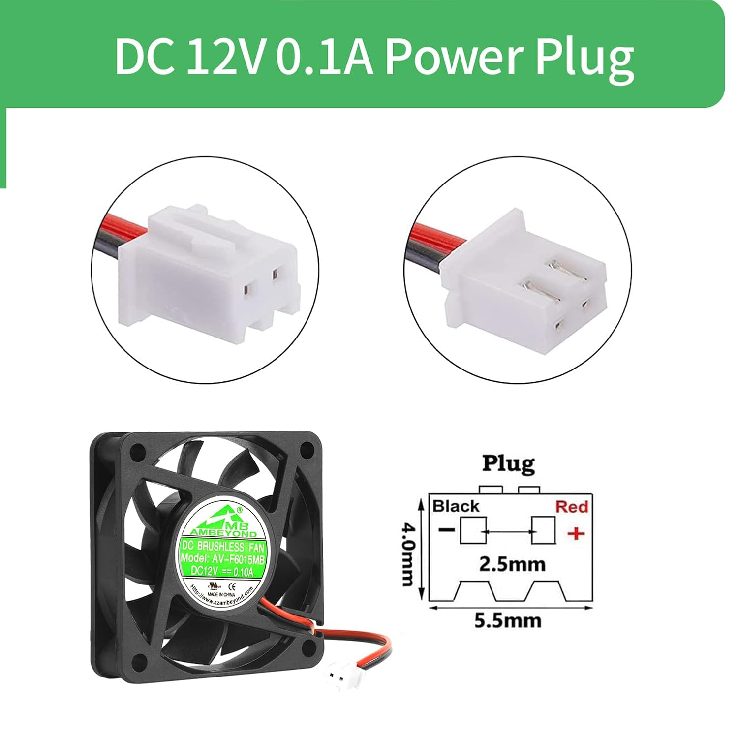 Security-01 60Mm X 60Mm X 15Mm 12V DC 0.10A Ball Bearing Brushless Cooling Fan 2Pin AV-F6015MB UL TUV Desktop Compatible Fan image number 4