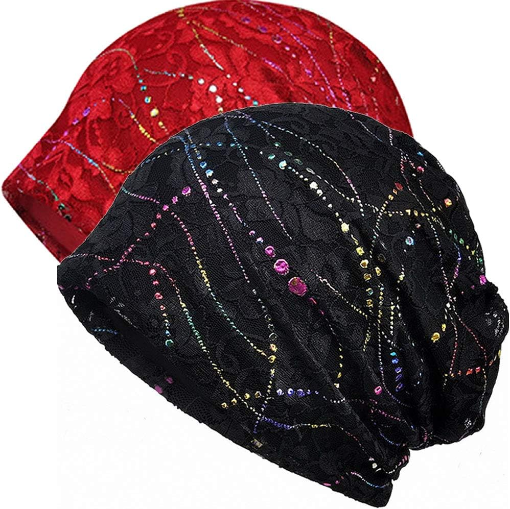 Maxnova Womens Cotton Beanie Lace Turban Soft Sleep Cap Chemo Hats Fashion Slouchy Hat