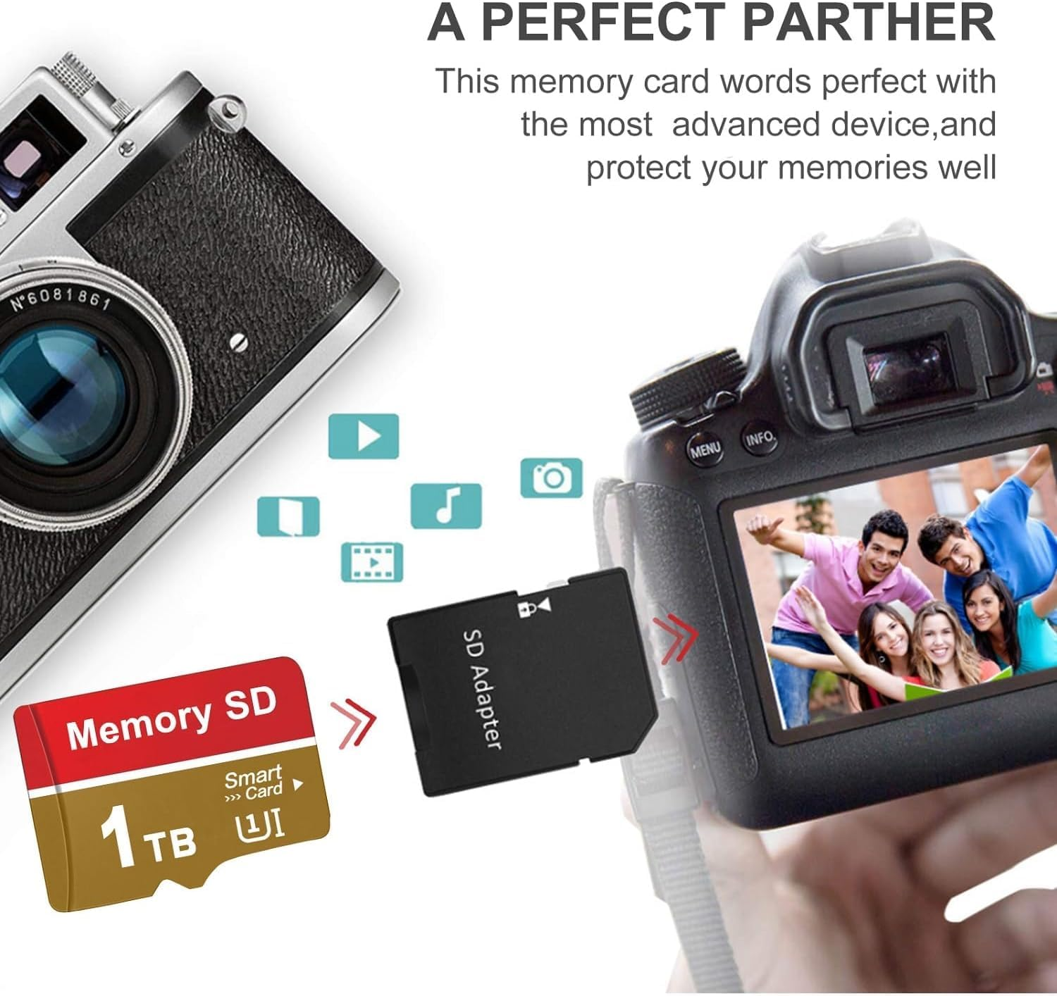 Microsd Microsdxc Card 1024GB High Speed TF Card for Smartphones Drones, Action Cameras, V30, U3, A2, 4K UHD, UHS-I