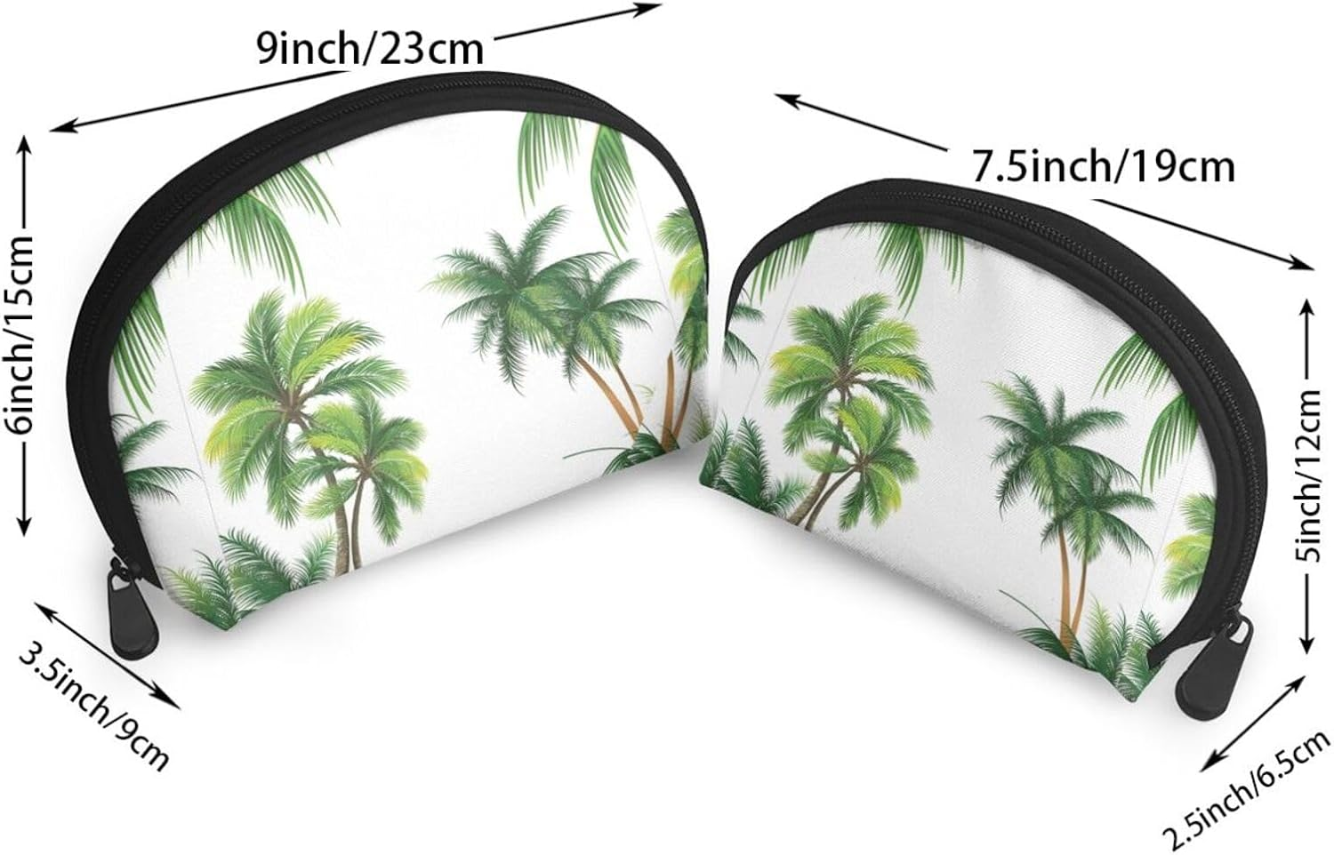 Cozimangoe Coin Pouch Makeup Bags Set, 2 Piece Shell Shape Cosmetic Bag with Pockets for Daily Travel Handbag Lipstick Keys Toiletry, Personalized Coconut Palm Tree image number 5