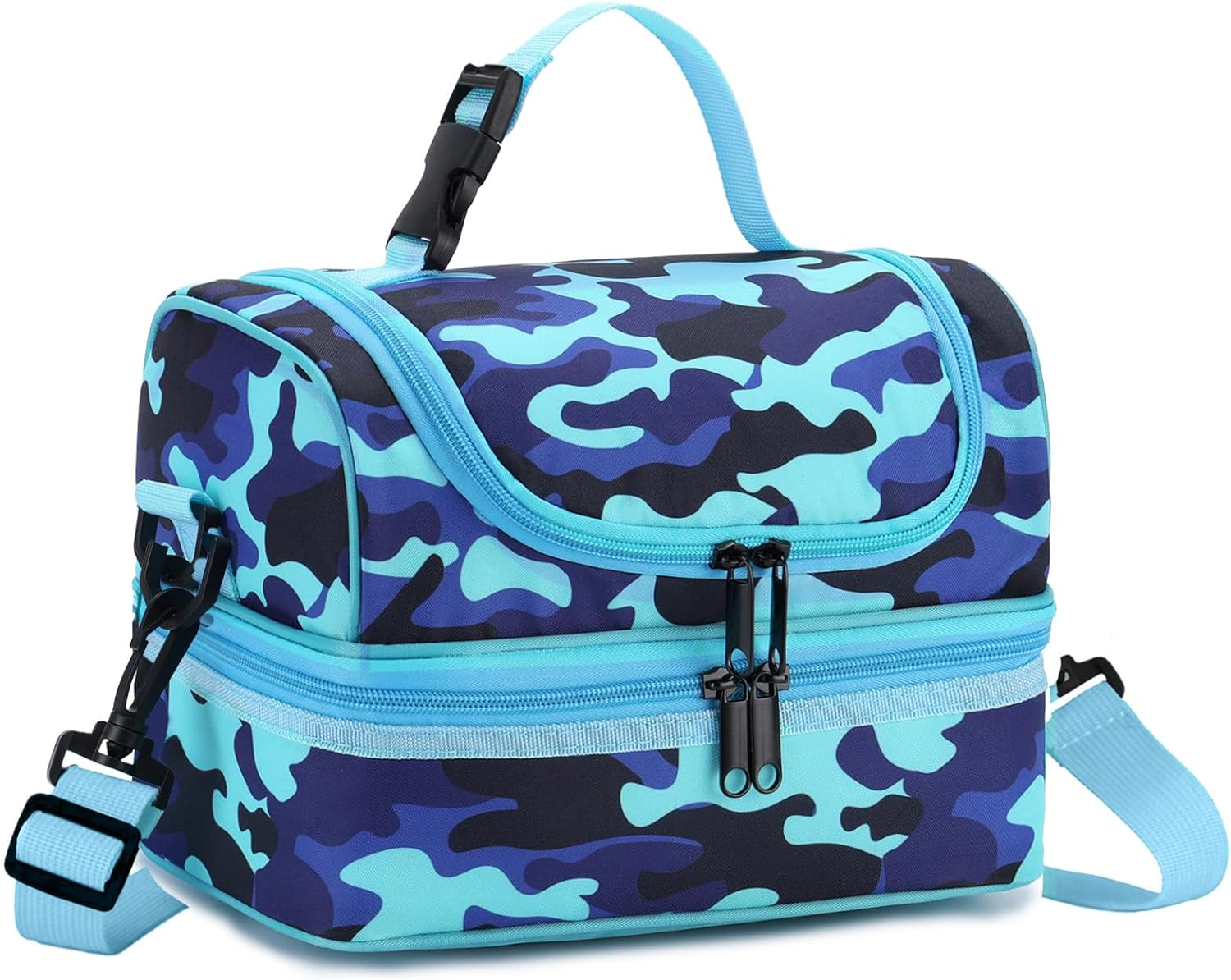 Lunch Box Bag Kids,Vaschy Insulated Two Compartments Cooler Bags Girls/Women W Shoulder Strap for School,Daycare,Kindergarten,Picnic Flamingo