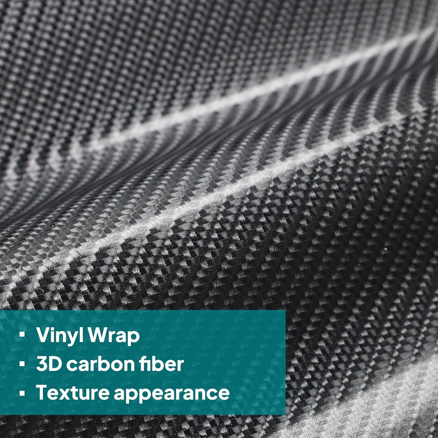 Carbon Fibre Wrap - Glossy 3D Black Vinly Wrap, Carbon Fiber Vinyl Wrap for Automotive Care, Car Vinyl Wraps with Air Release Bubble-Free Easy Work (50Cm &times; 200Cm)